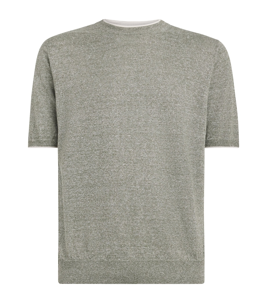 Fioroni Cashmere Mens Linen-Cotton T-Shirt Verde Image 1