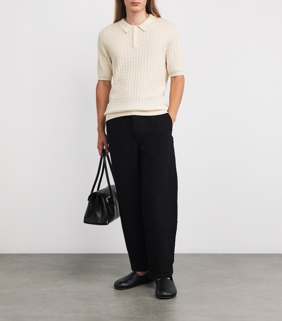 Cotton-Cashmere Diamond Polo Shirt ECRU Image 2