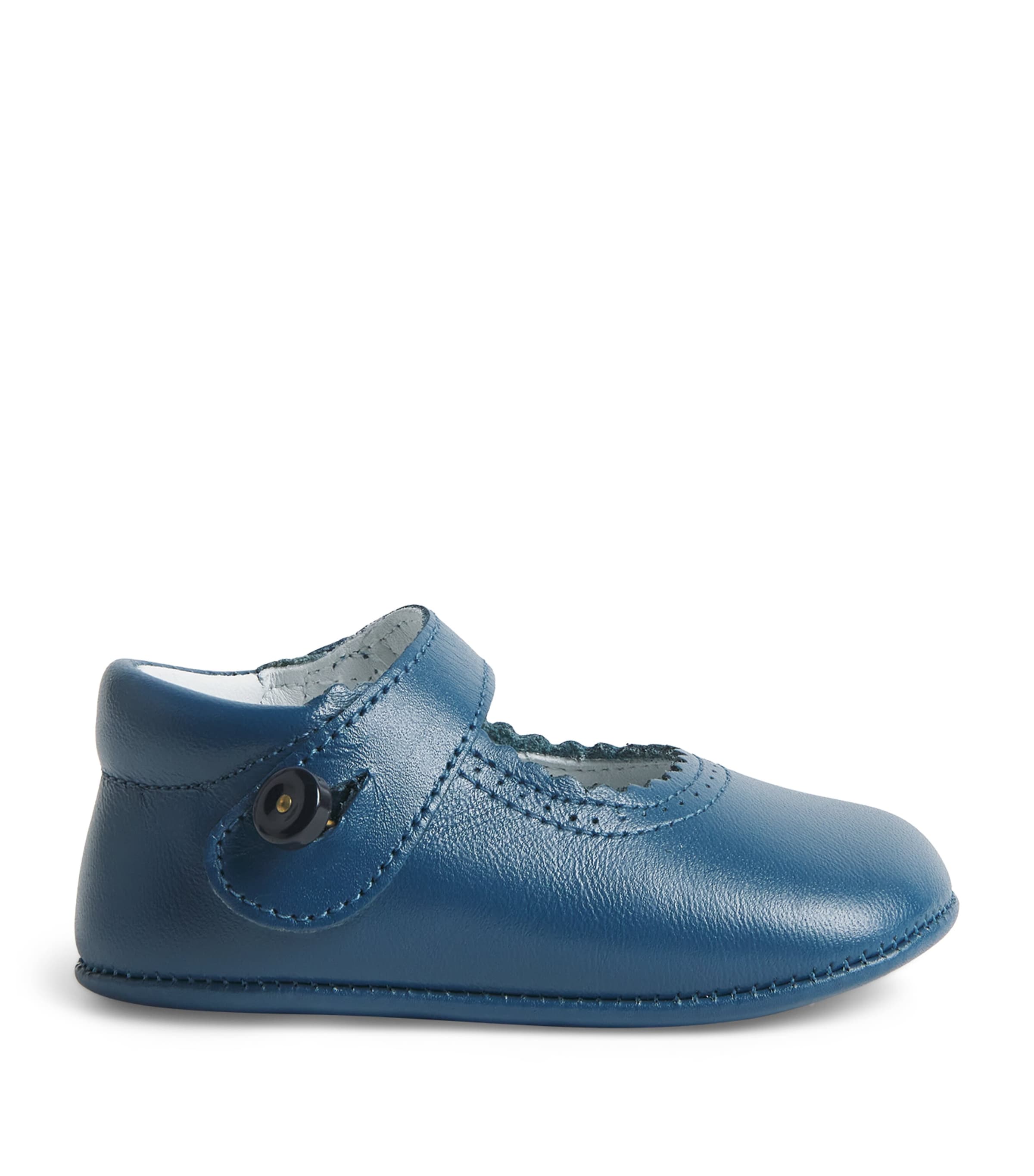 PEPA LONDON Leather Mary Jane Pram Shoes Blue Image 1