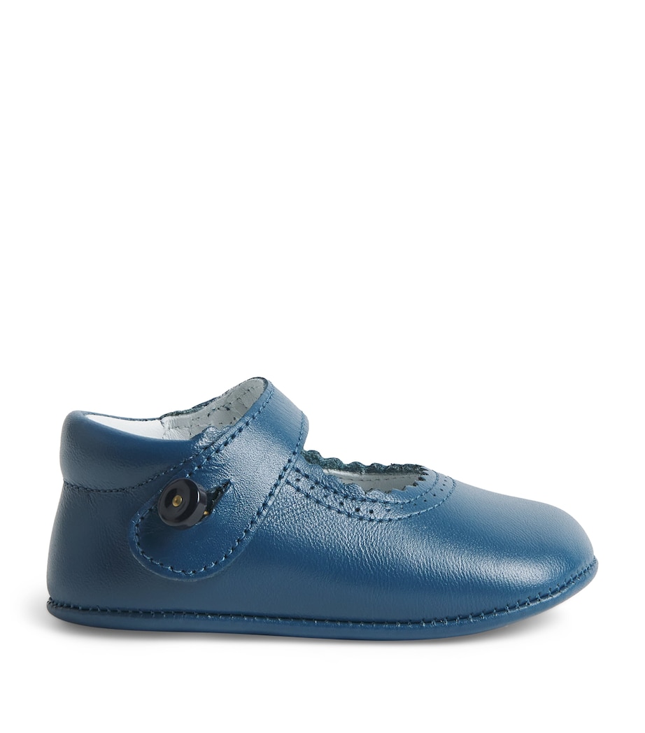 PEPA LONDON Leather Mary Jane Pram Shoes Blue Image 1