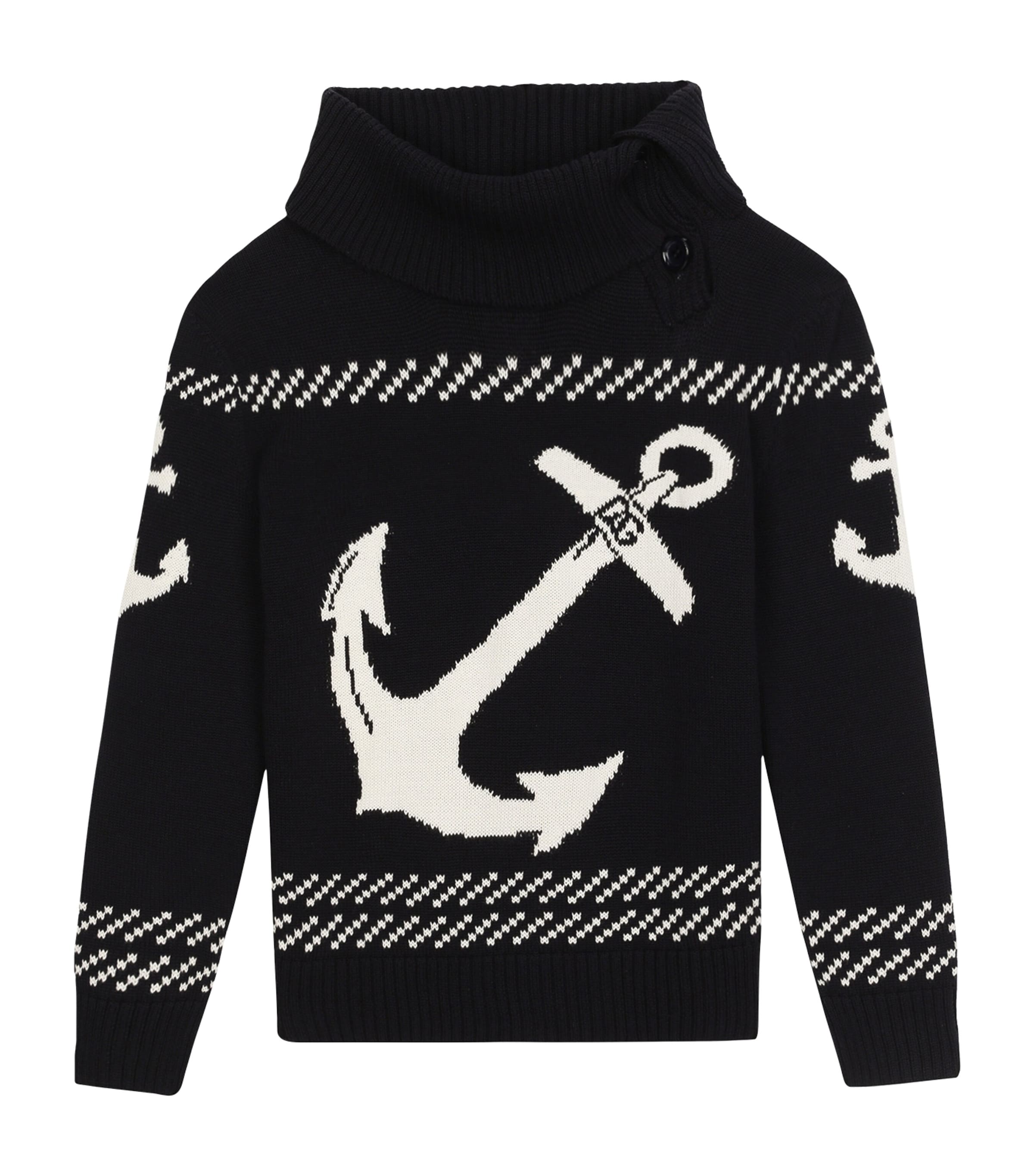 DOLCE & GABBANA COTTON ANCHOR SWEATER 