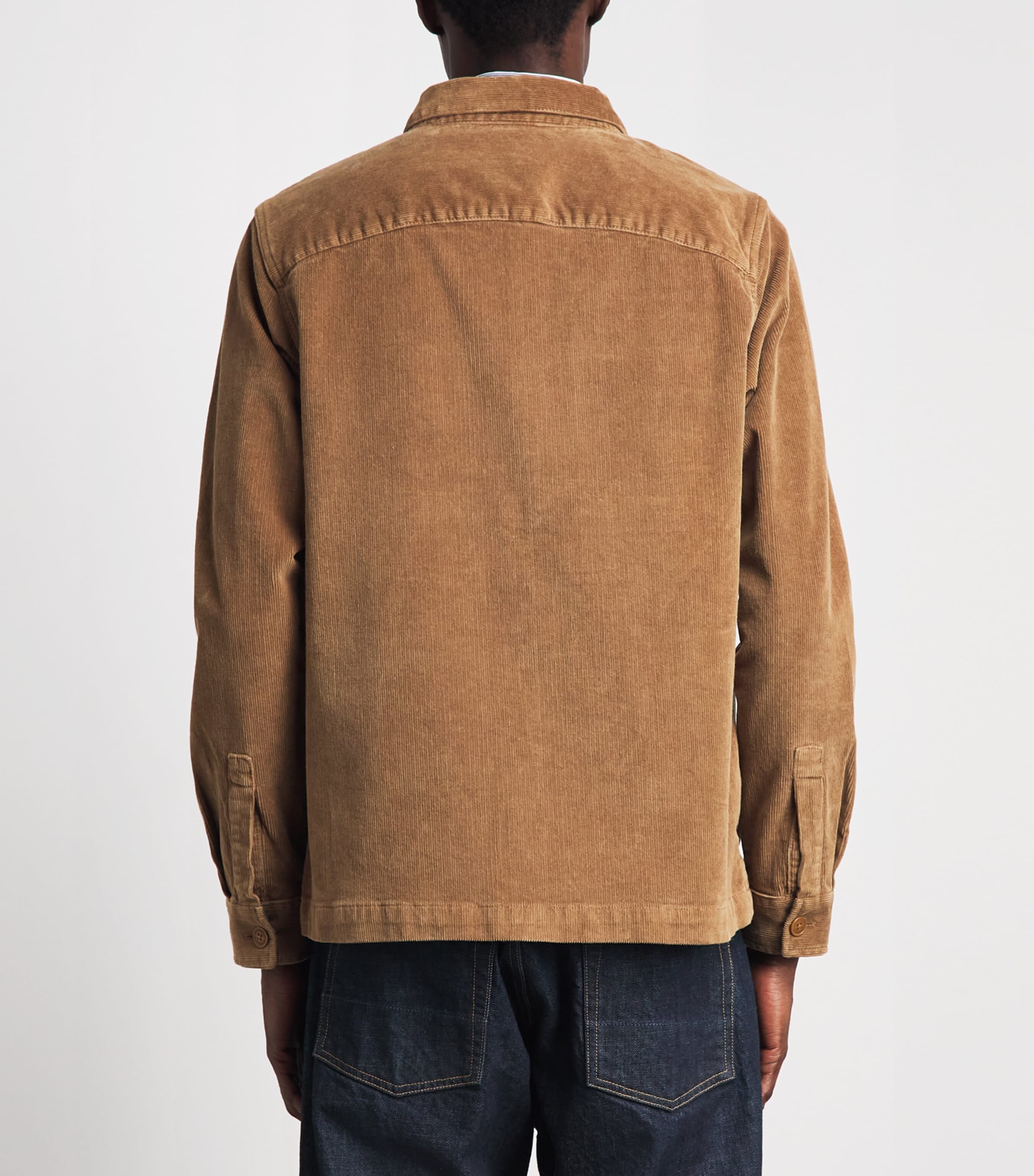 Barbour Mens Corduroy Tartan-Trim Overshirt Sandstone Image 5