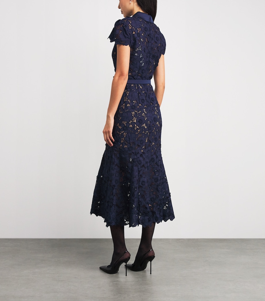 Lace Collared Midi Dress NAVY Image 3