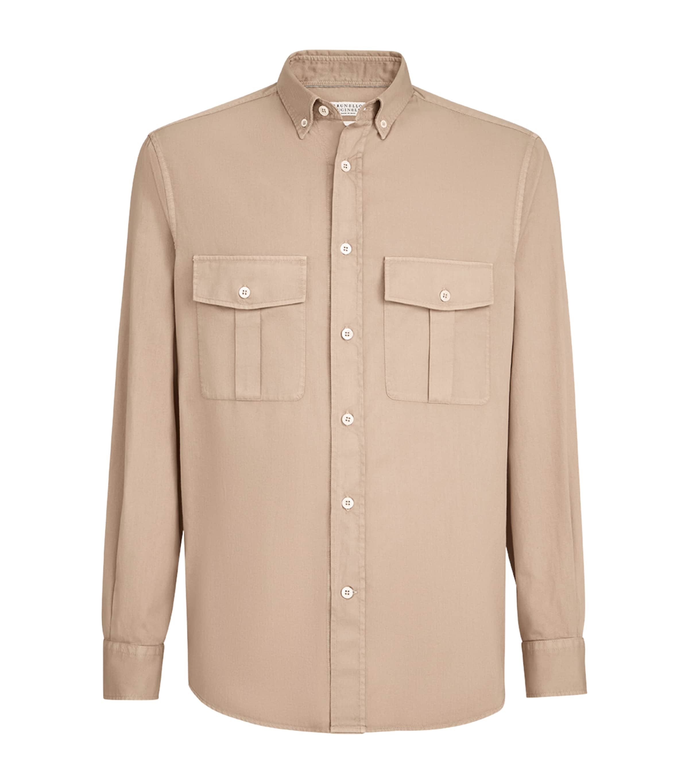 Brunello Cucinelli Mens Cotton Garment-Dyed Shirt Image 1