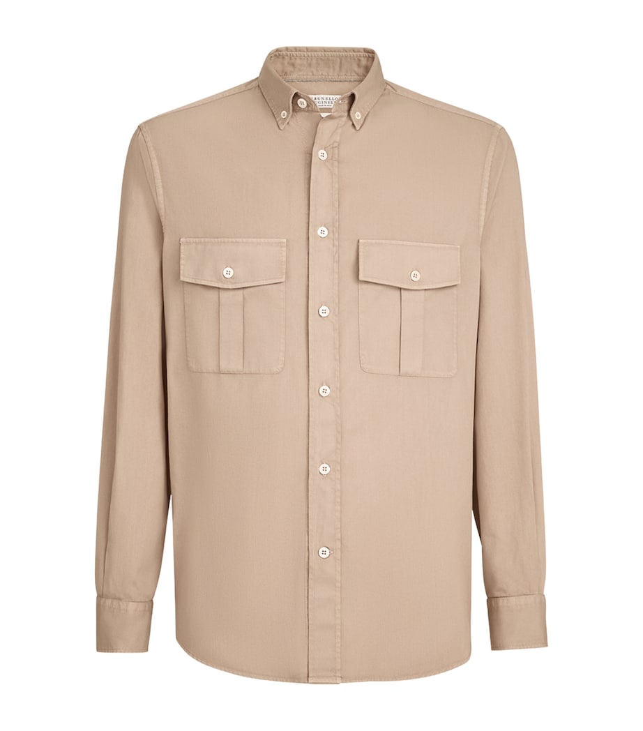 Brunello Cucinelli Mens Cotton Garment-Dyed Shirt Image 1
