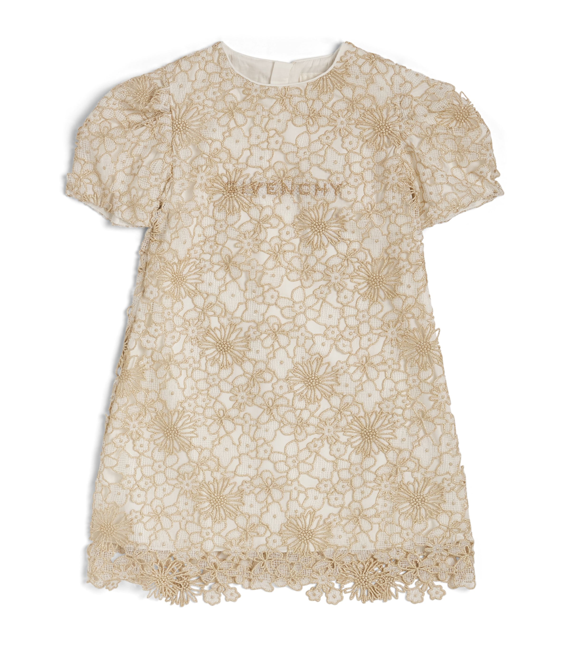 Givenchy Kids' Lace Logo Dress In Yellow