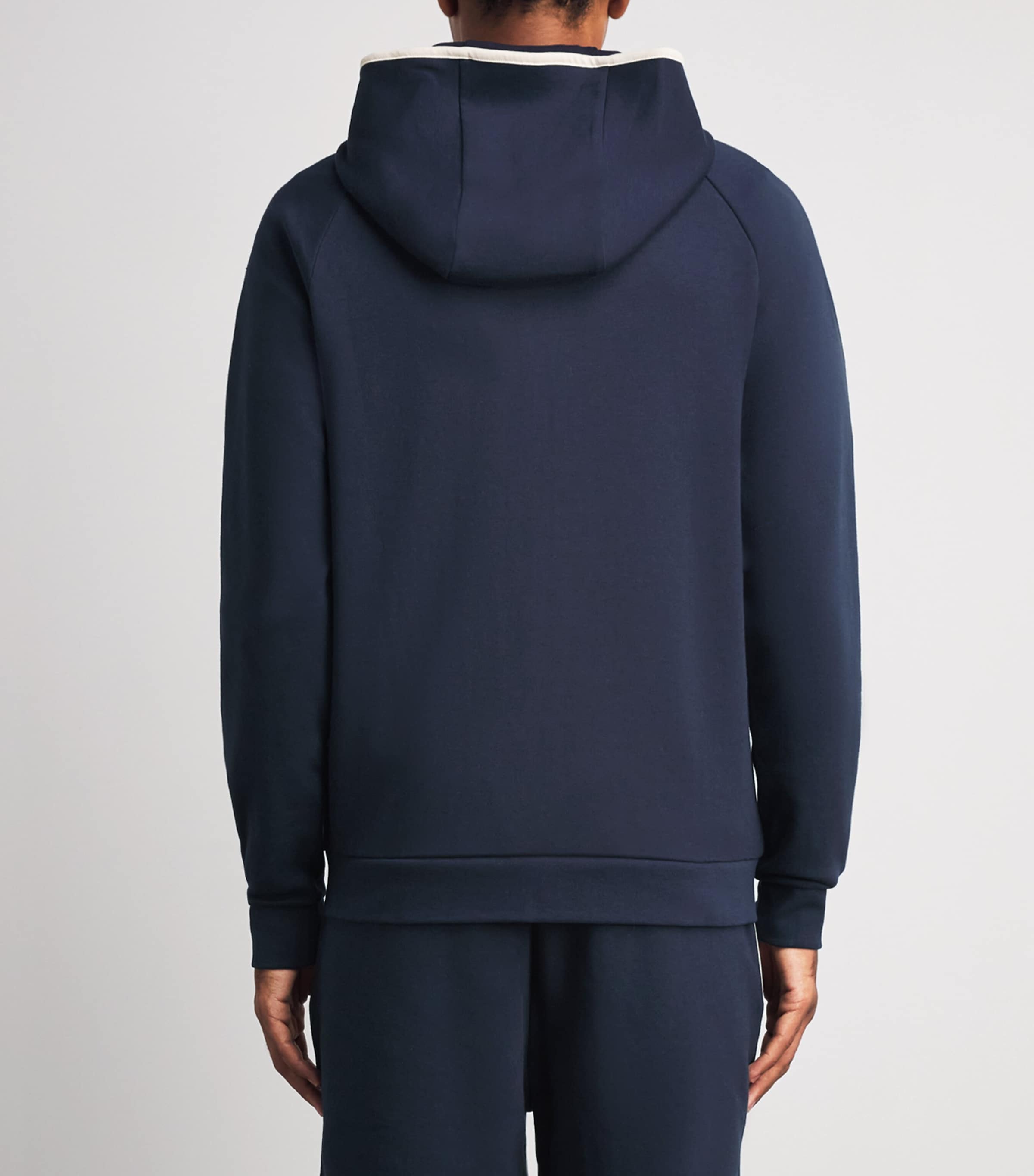 BOSS Mens Contrast-Trim Sense Zip-Up Hoodie Dark Blue Image 5