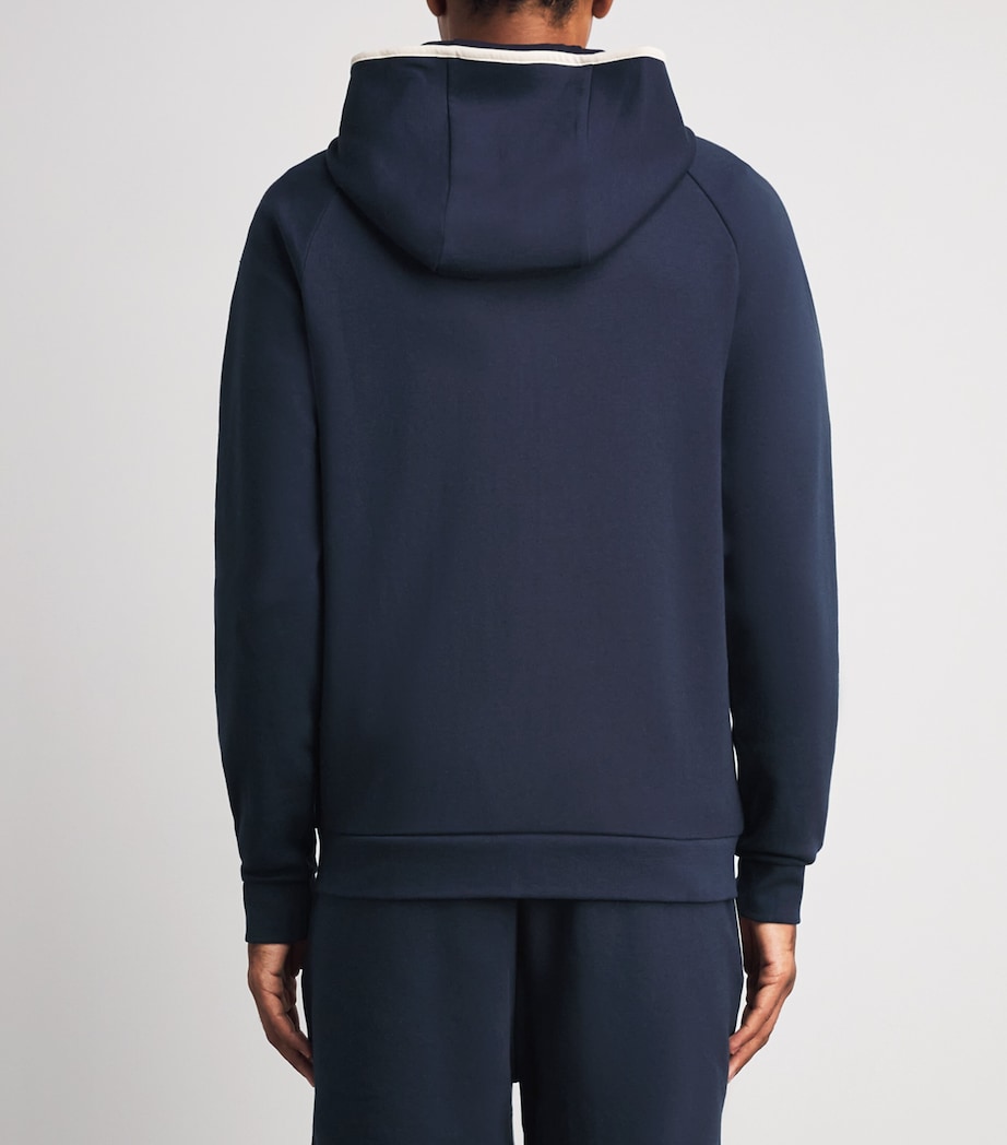 BOSS Mens Contrast-Trim Sense Zip-Up Hoodie Dark Blue Image 5