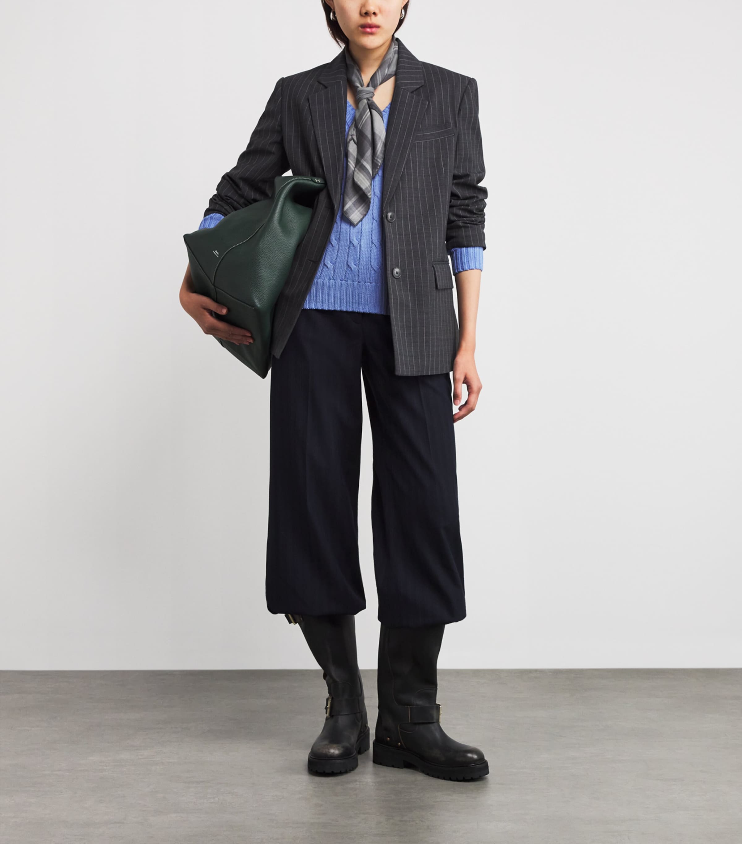 Pima Cotton V-Neck Julianna Sweater NEW LITCHFIELD BLUE Image 2