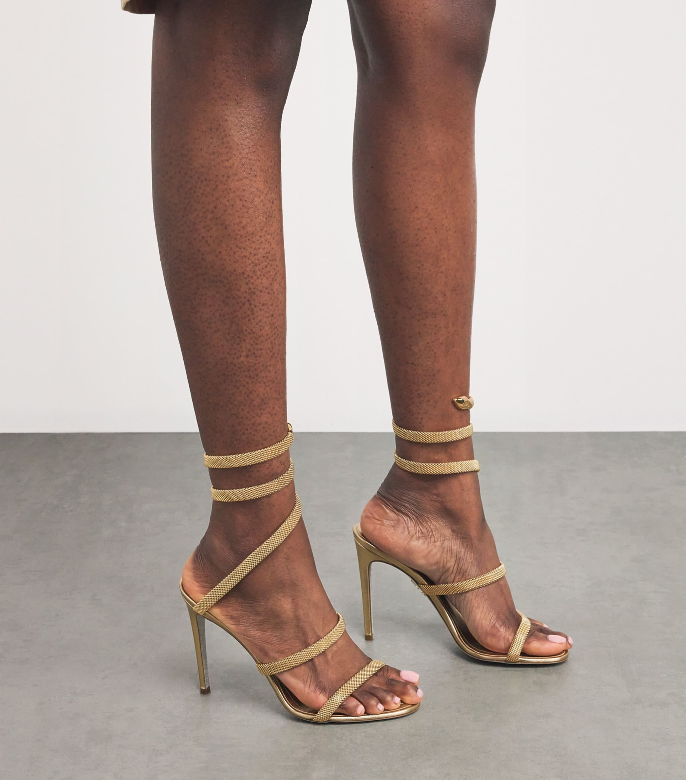 ★関税込み★ Rene Caovilla Velvet Snake Sandals Snake embellished sandals 105 in black - Rene Caovilla