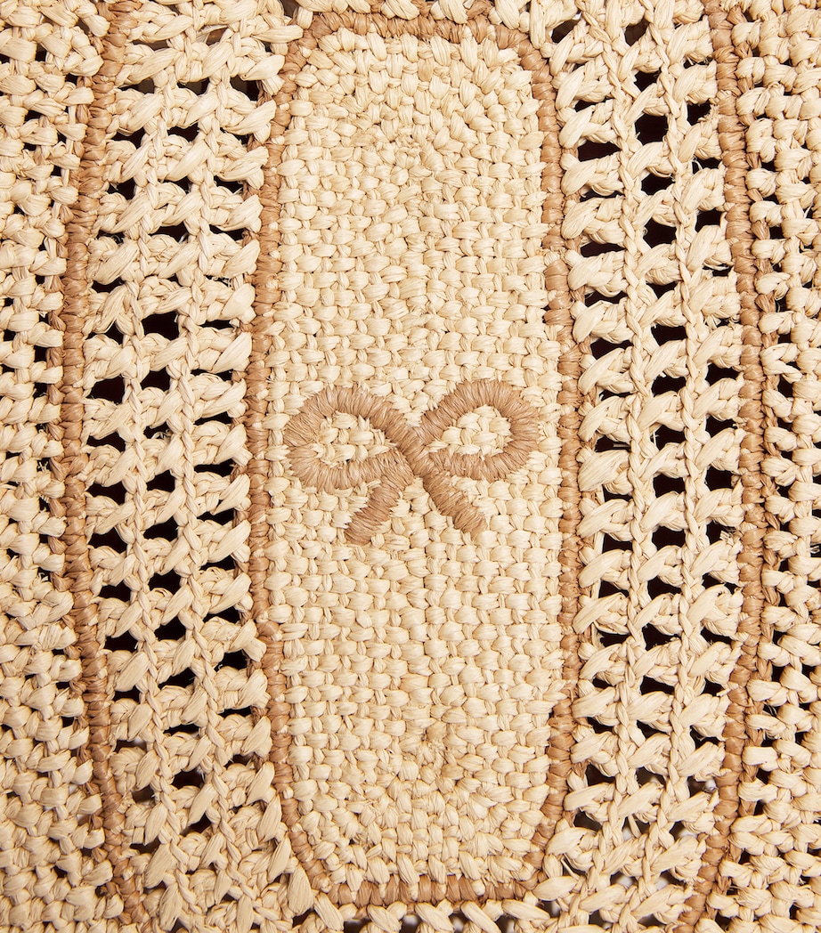 Anya Hindmarch Raffia Leather-Trim Bow Shoulder Bag Natural Raffia Image 5