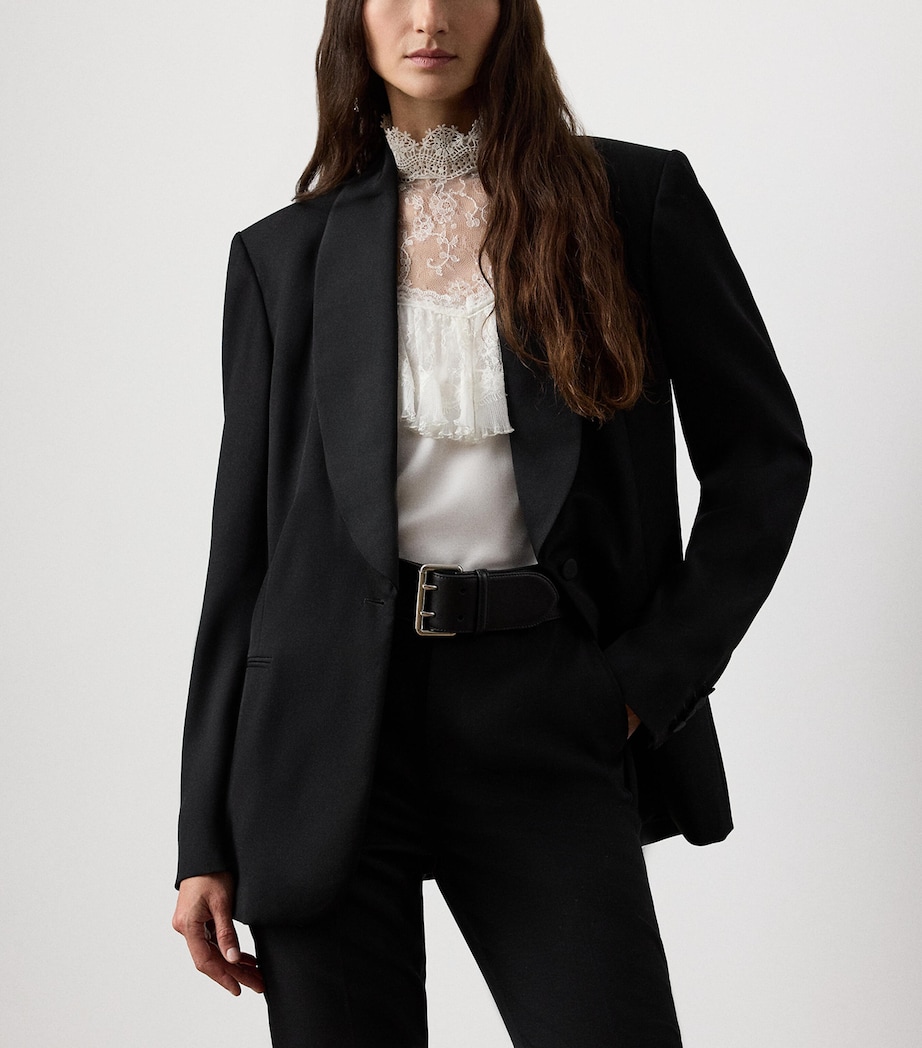 Wool Grain de Poudre Tuxedo Jacket BLACK Image 6
