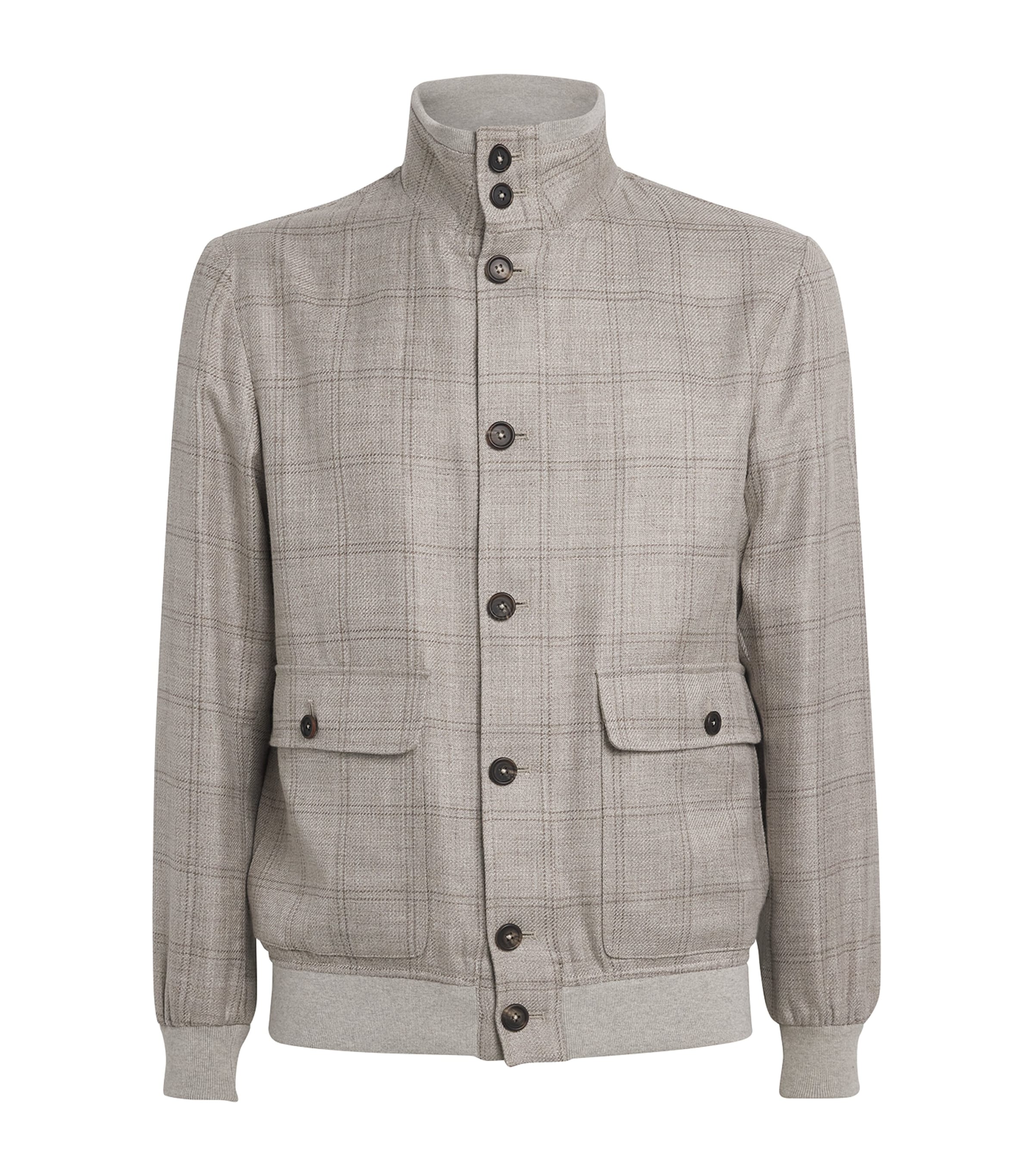 Wool-Blend Check Bomber Jacket 1-NATURALE Image 1