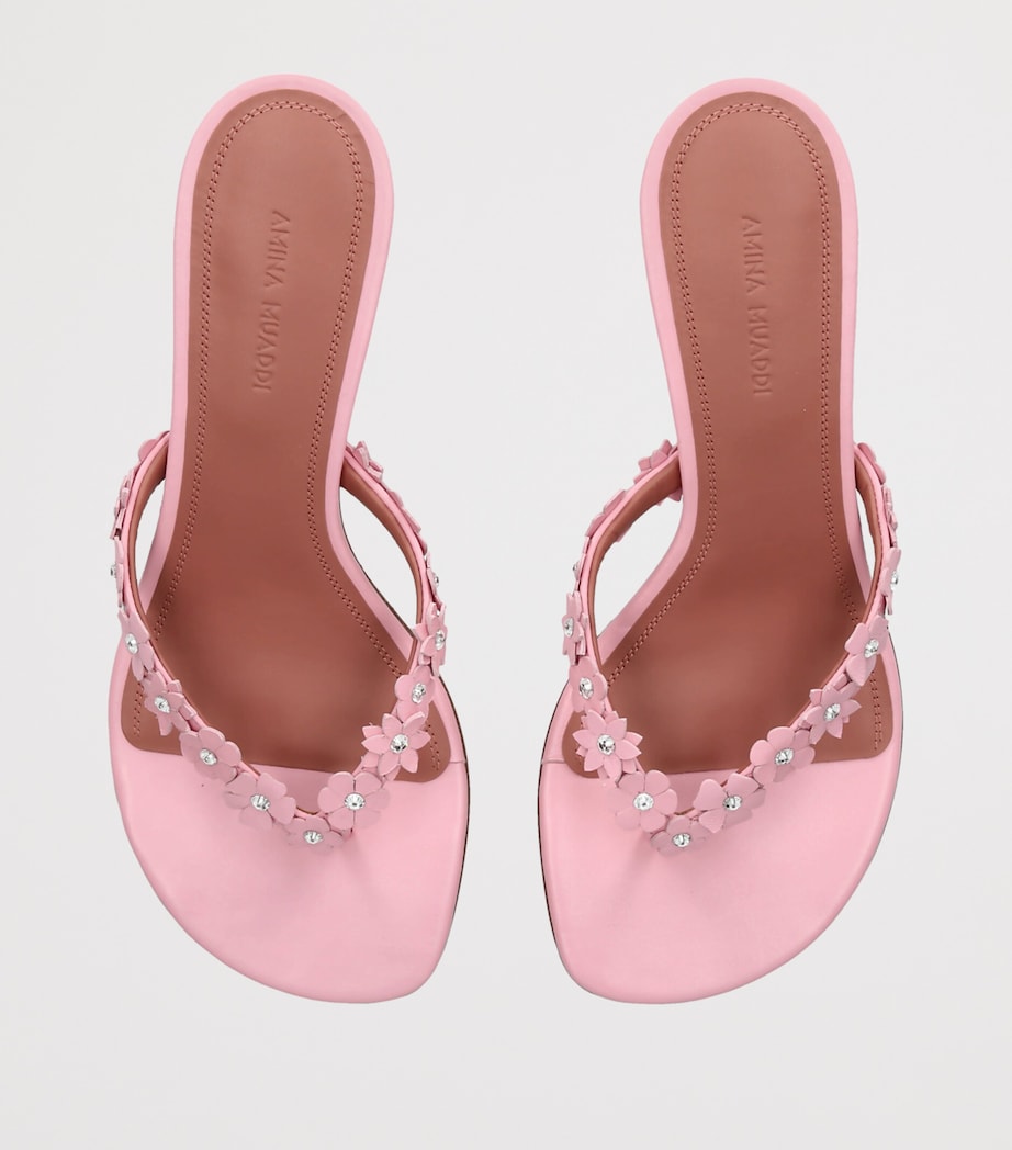 Amina Muaddi Leather Janis Heeled Sandals 45 Pink Image 4