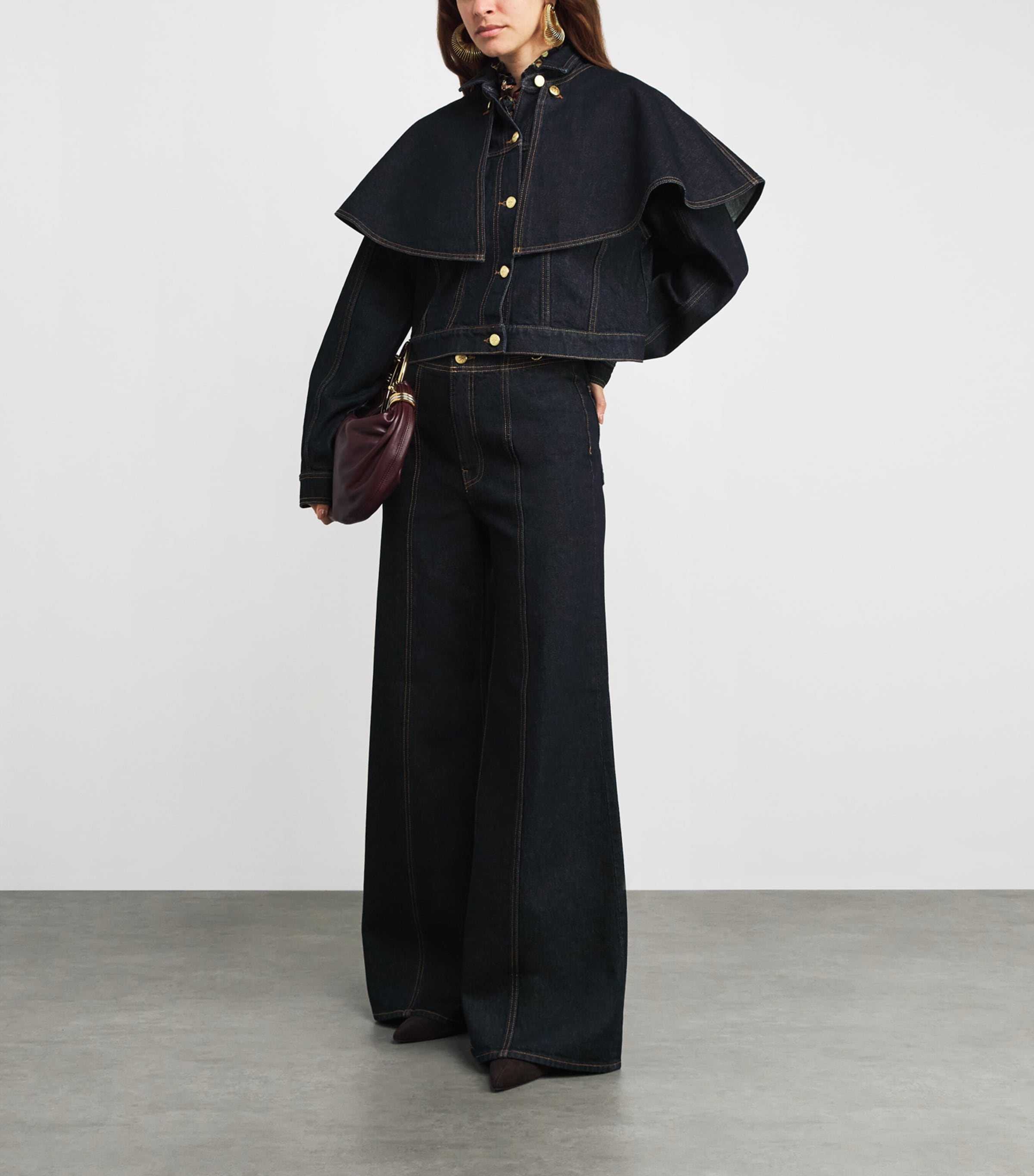 Ulla Johnson The Agata Denim Cape Jacket In Black