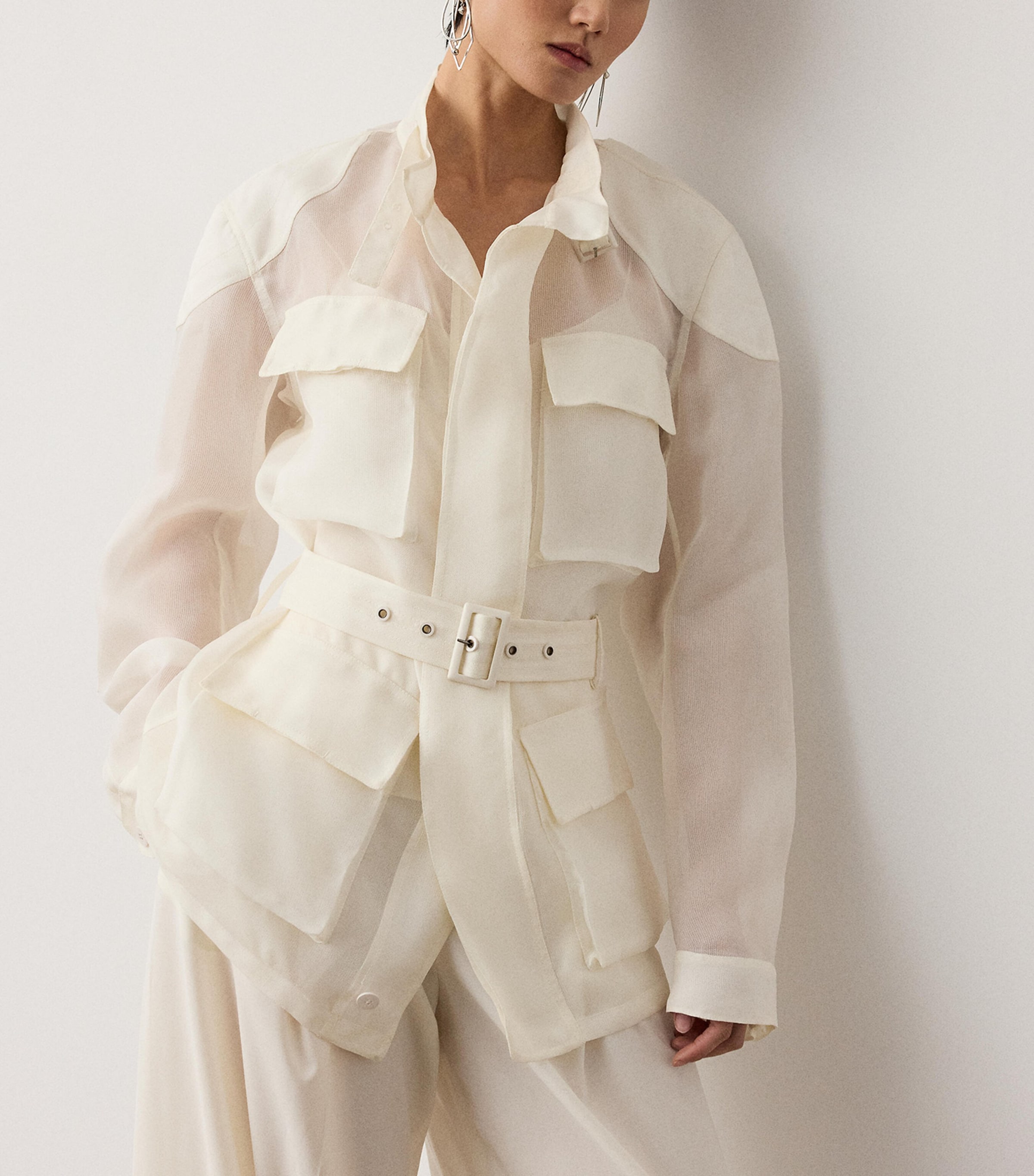Ralph Lauren Collection Womens Silk Gazar Zaria Jacket Cream Image 2