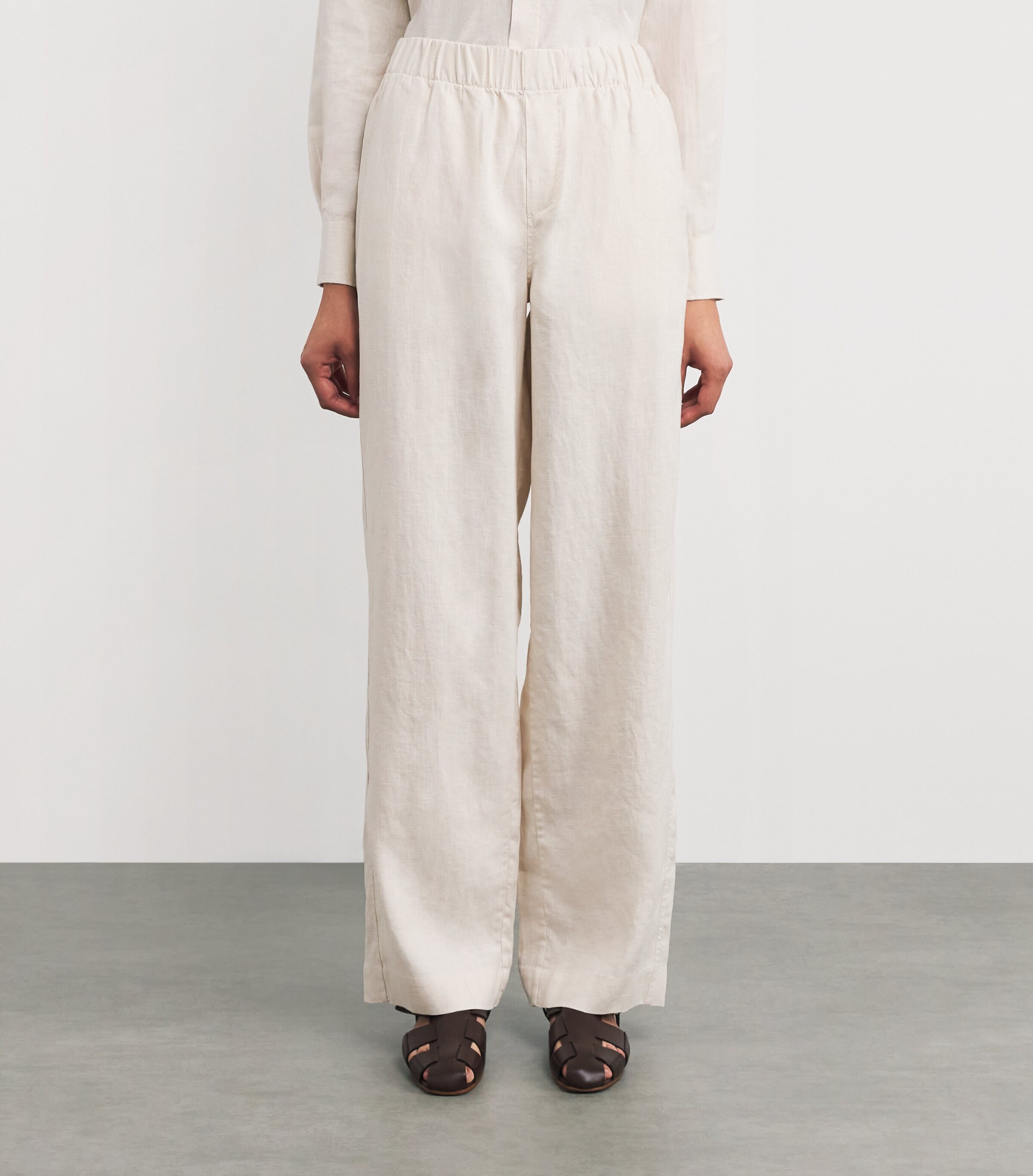 With Nothing Underneath Womens Hemp The Palazzo Trousers Parchment Image 3