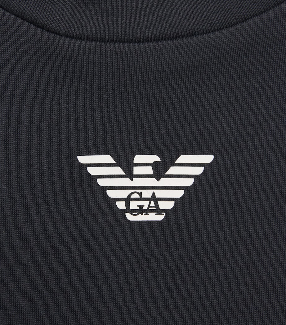 Emporio Armani Kids Cotton Logo T-Shirt (4-16 Years) Navy /off W Image 3