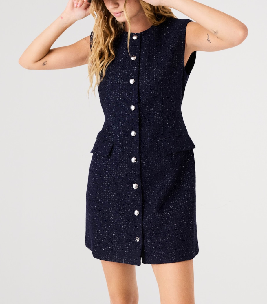 Maje Womens Lurex Tweed Mini Dress Navy Image 6