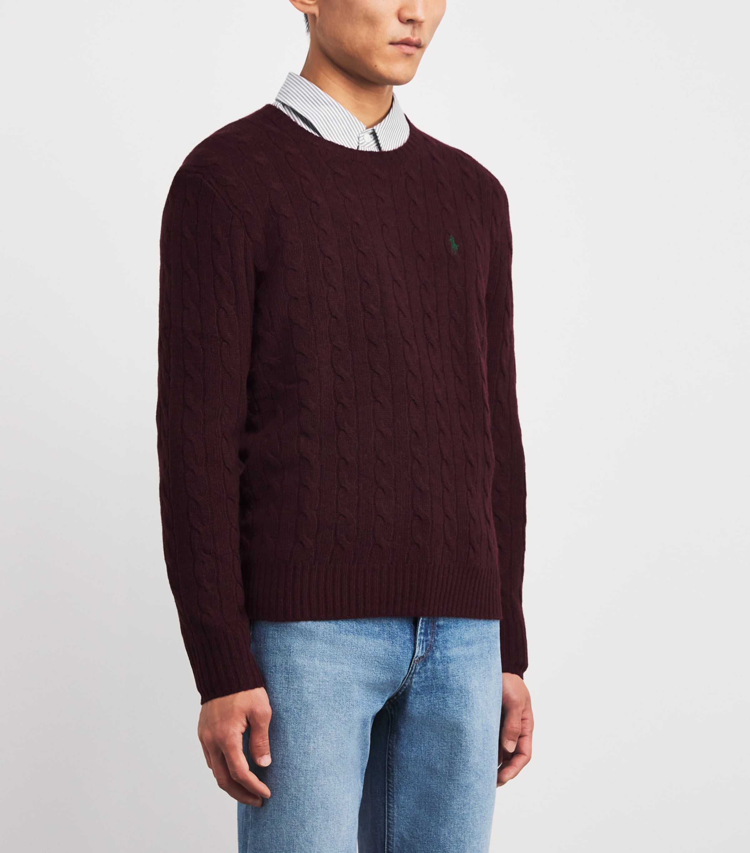 Wool-Cashmere Cable-Knit Sweater DARK RED Image 3