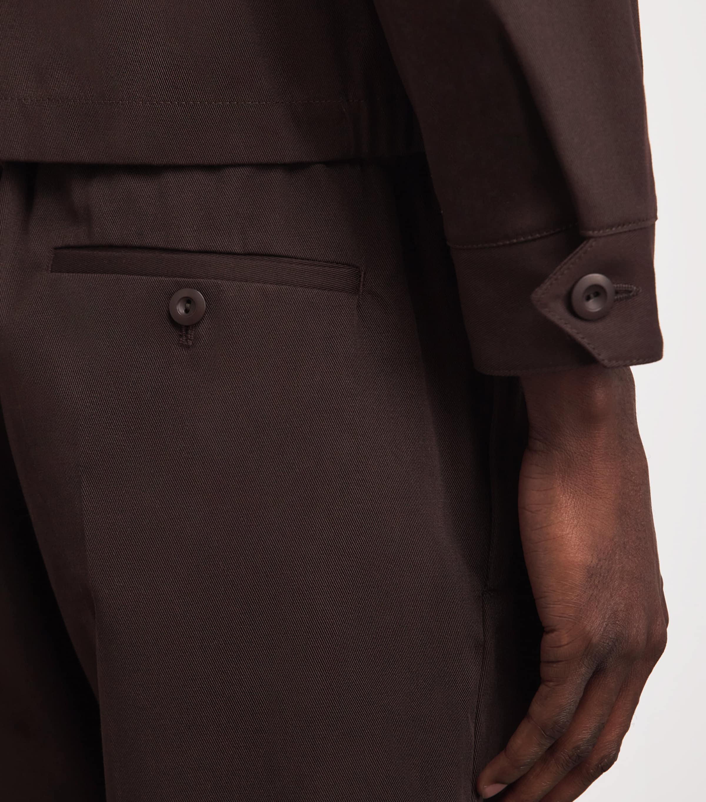 Sandro Paris Mens Alpha Cotton Wide-Leg Trousers Chocolate Image 3