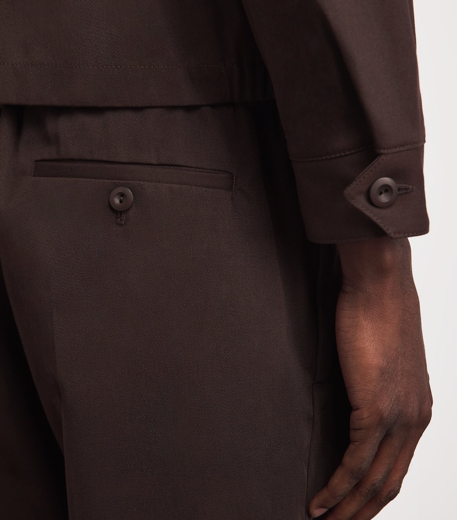 Sandro Paris Mens Alpha Cotton Wide-Leg Trousers Chocolate Image 3