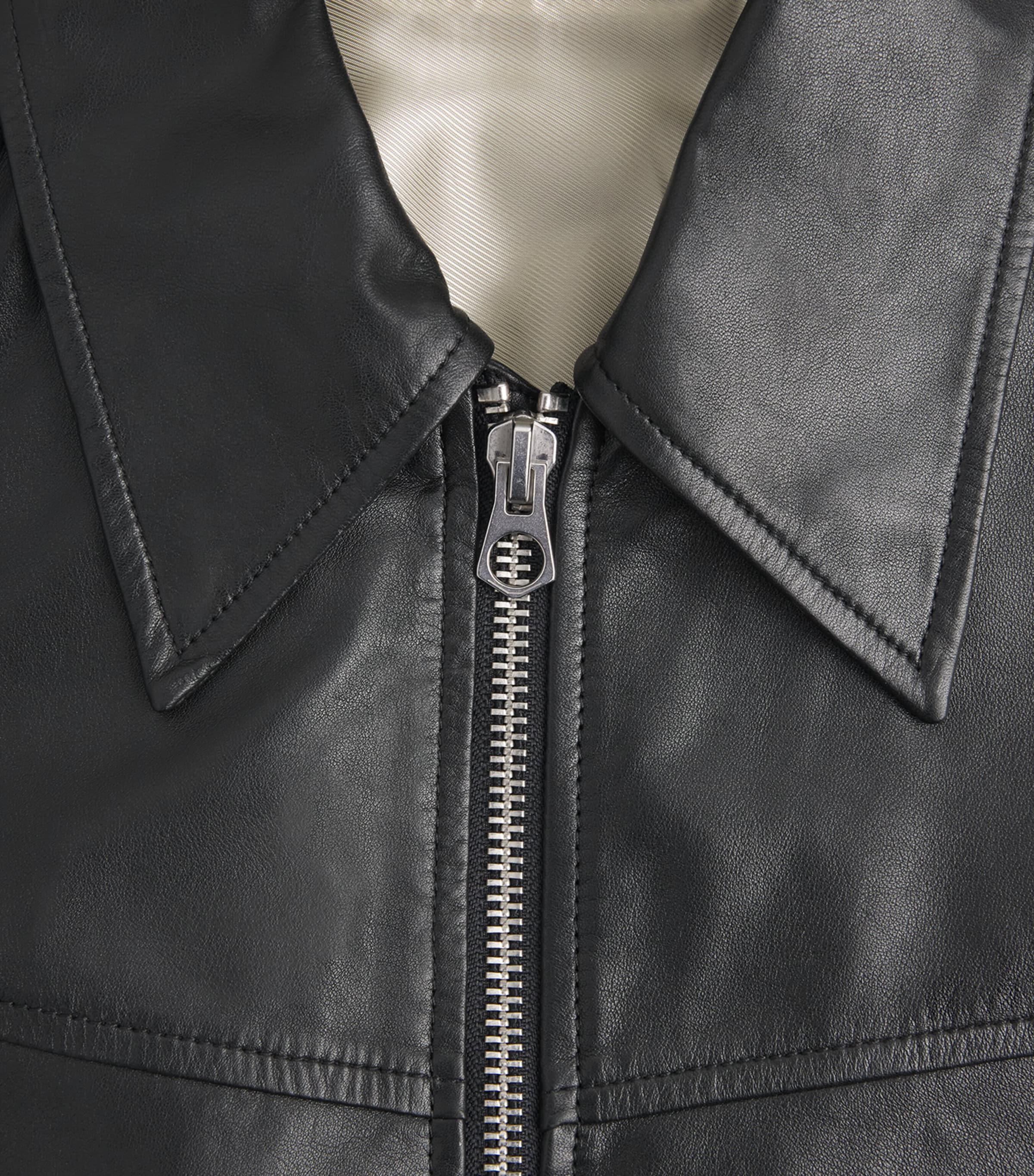 Lemaire Mens Waxed Leather Biker Jacket Black/ Image 6