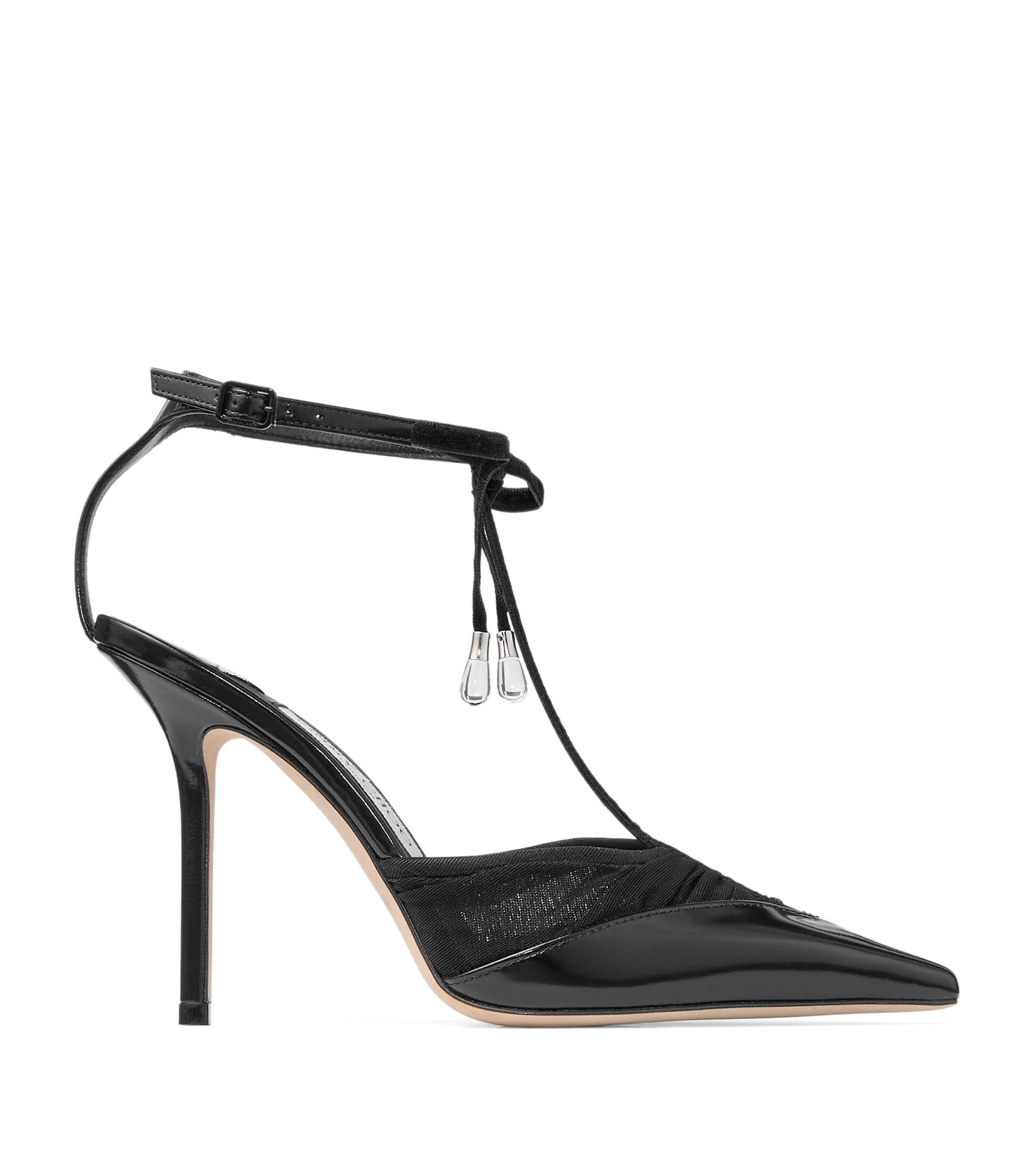 Jimmy Choo Afia 100 Leather-Mesh-Velvet Pumps Black/black Image 1