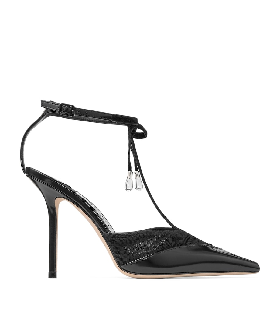 Jimmy Choo Afia 100 Leather-Mesh-Velvet Pumps Black/black Image 1