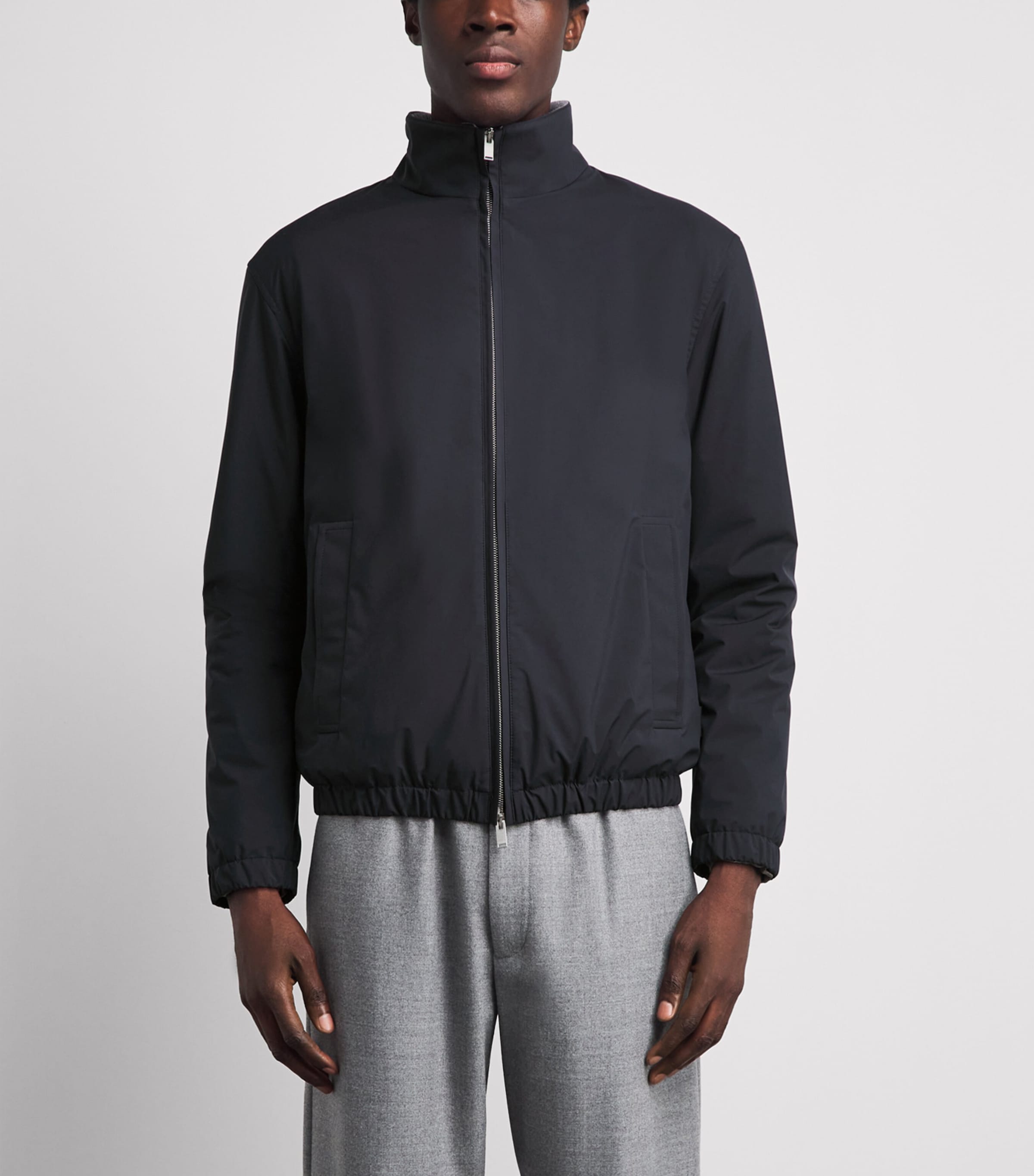 Lardini Mens Shell Bomber Jacket Navy Image 4