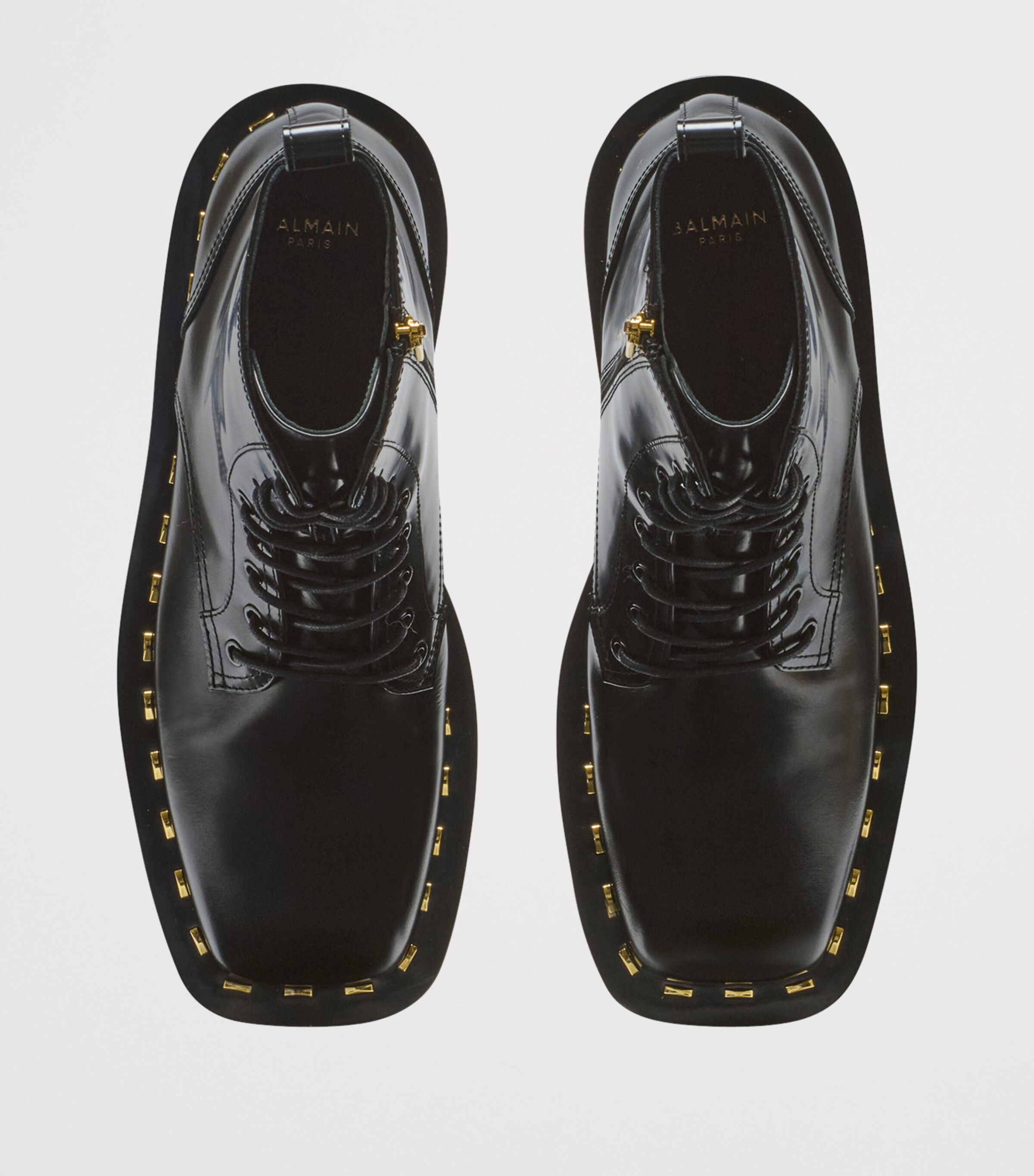 Glazed Leather Army Boots 0PA NOIR Image 4