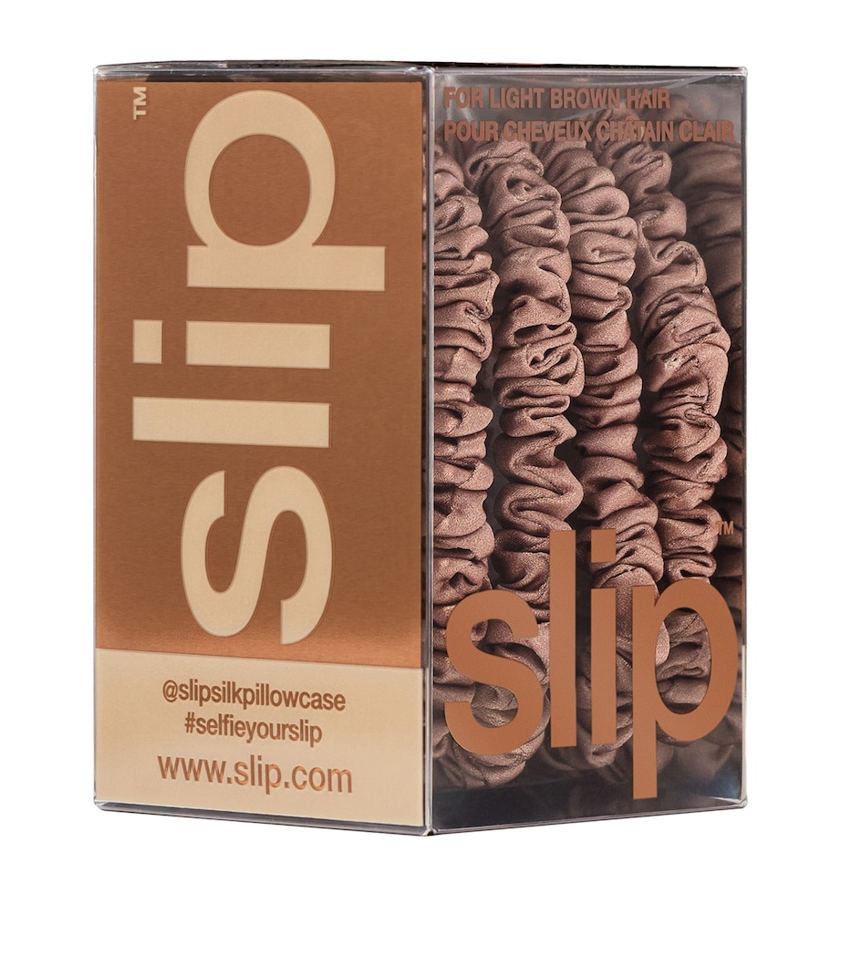 Pure Silk Skinny Scrunchies (Set of 4) LIGHT BROWN Image 3