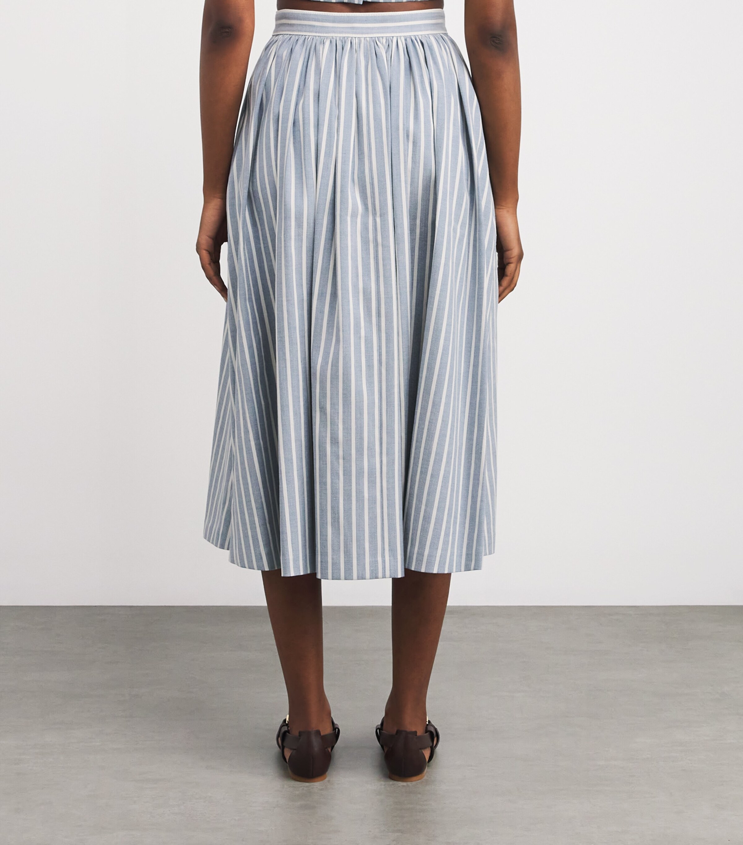 Denim Stripe Bryce Midi Skirt STONE BLUE/CHALK Image 4