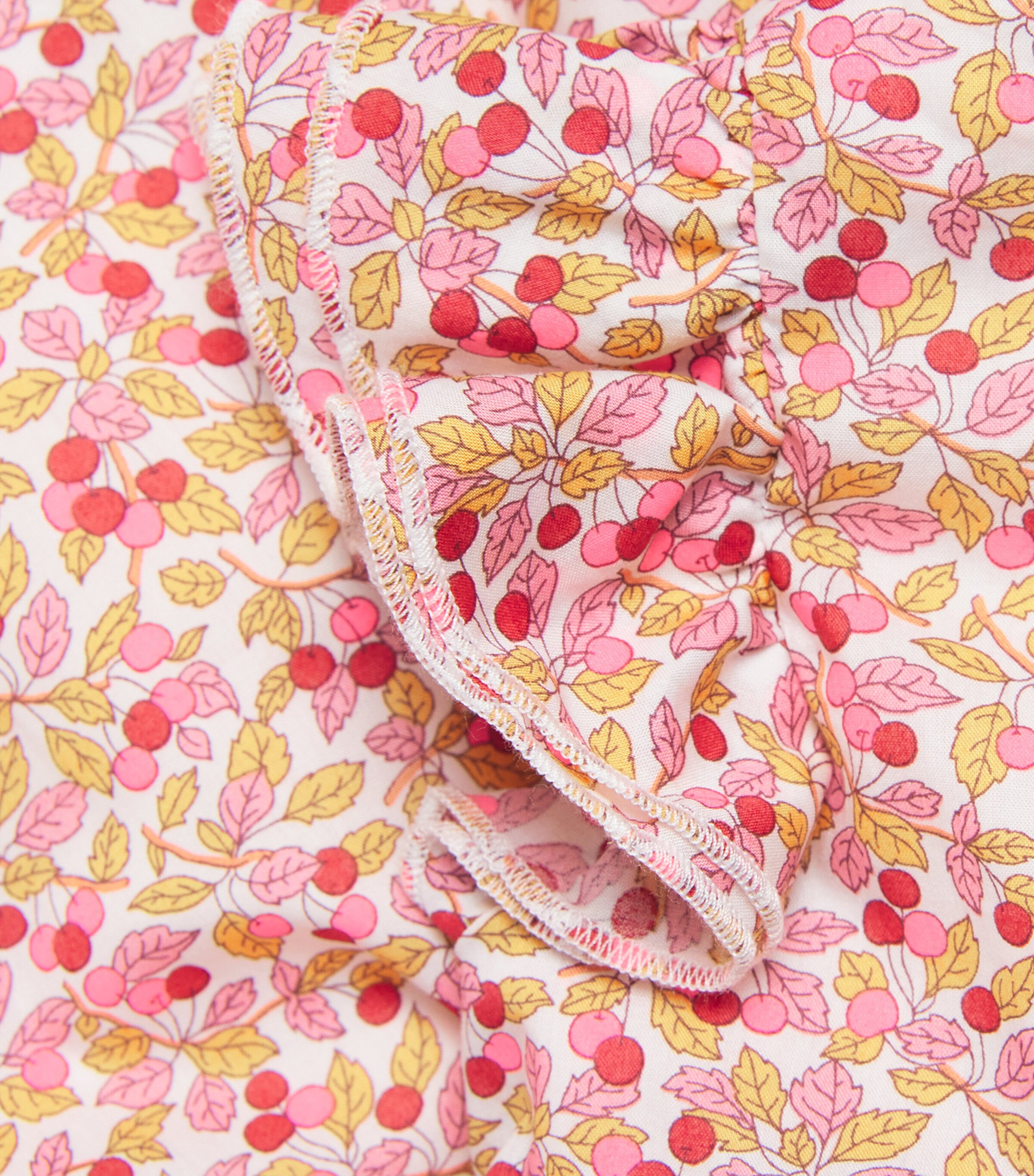 Il Gufo Cotton Leaf Print Dress and Bloomers Set (6-18 Months) Apricot Image 4