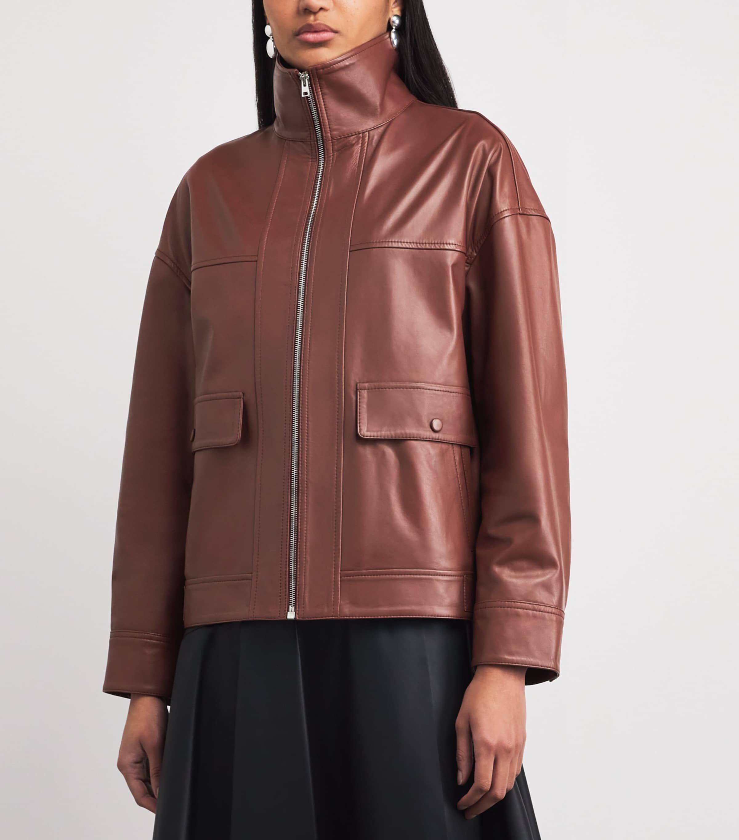 Yves Salomon Womens Lambskin Zip-Up Jacket Image 4