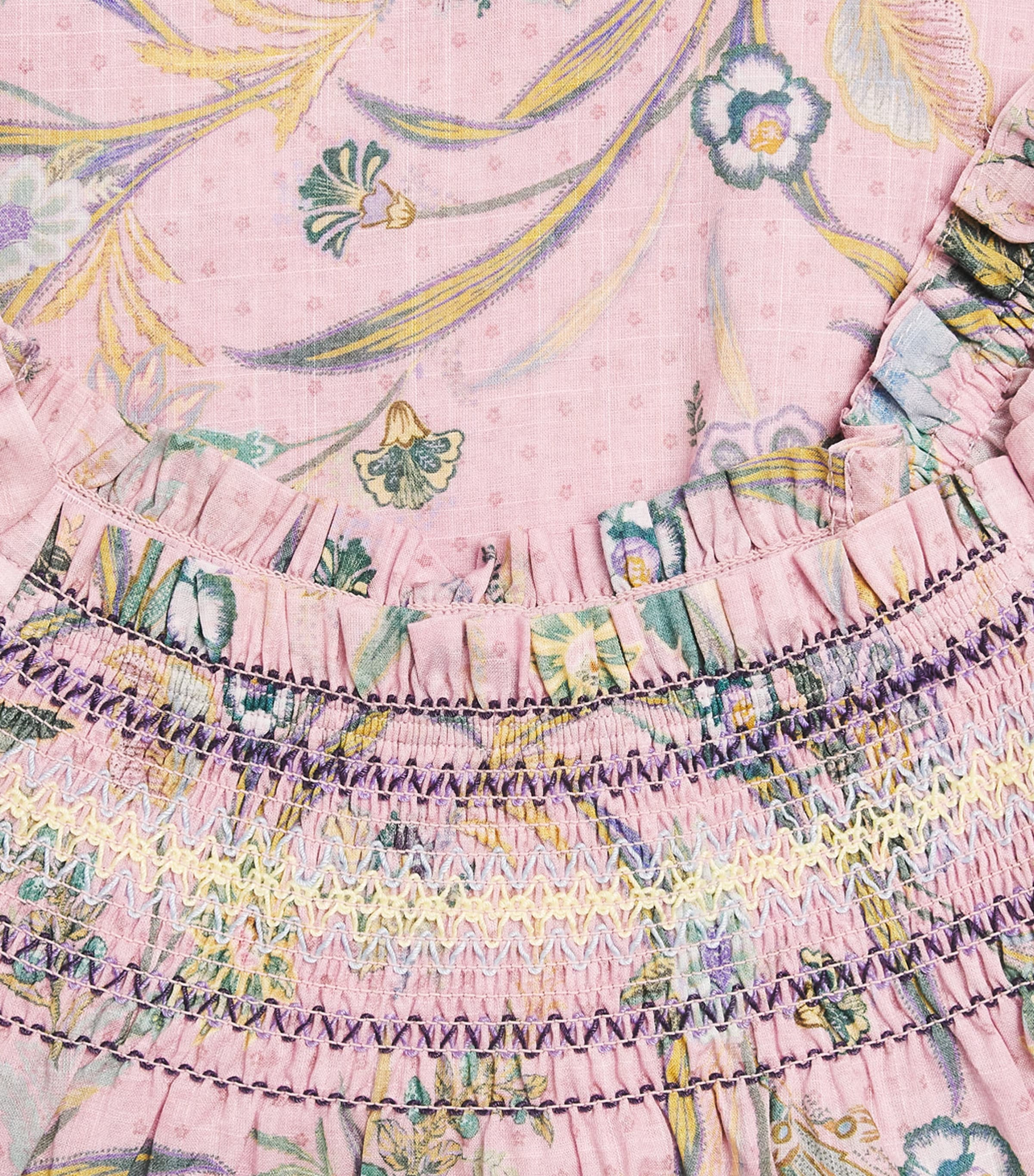 Zimmermann Kids Cotton Indra Flutter Dress (2-12 Years) Lilac Scarf Floral Image 3