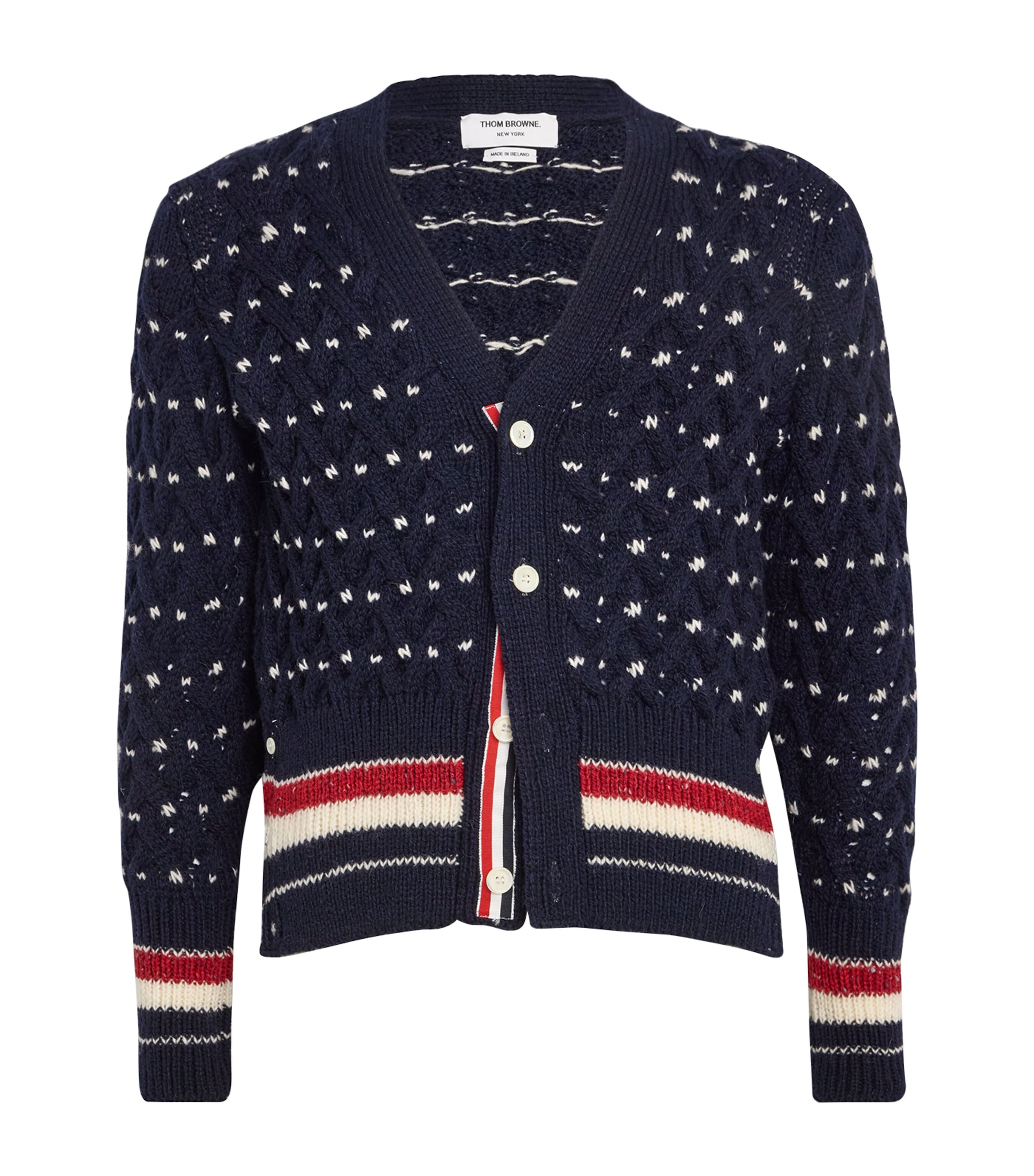 THOM BROWNE WOOL-MOHAIR CARDIGAN
