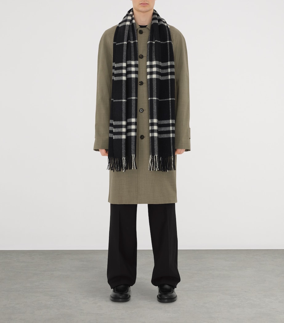 Cashmere Wide Check Scarf BLACK/CALICO Image 5