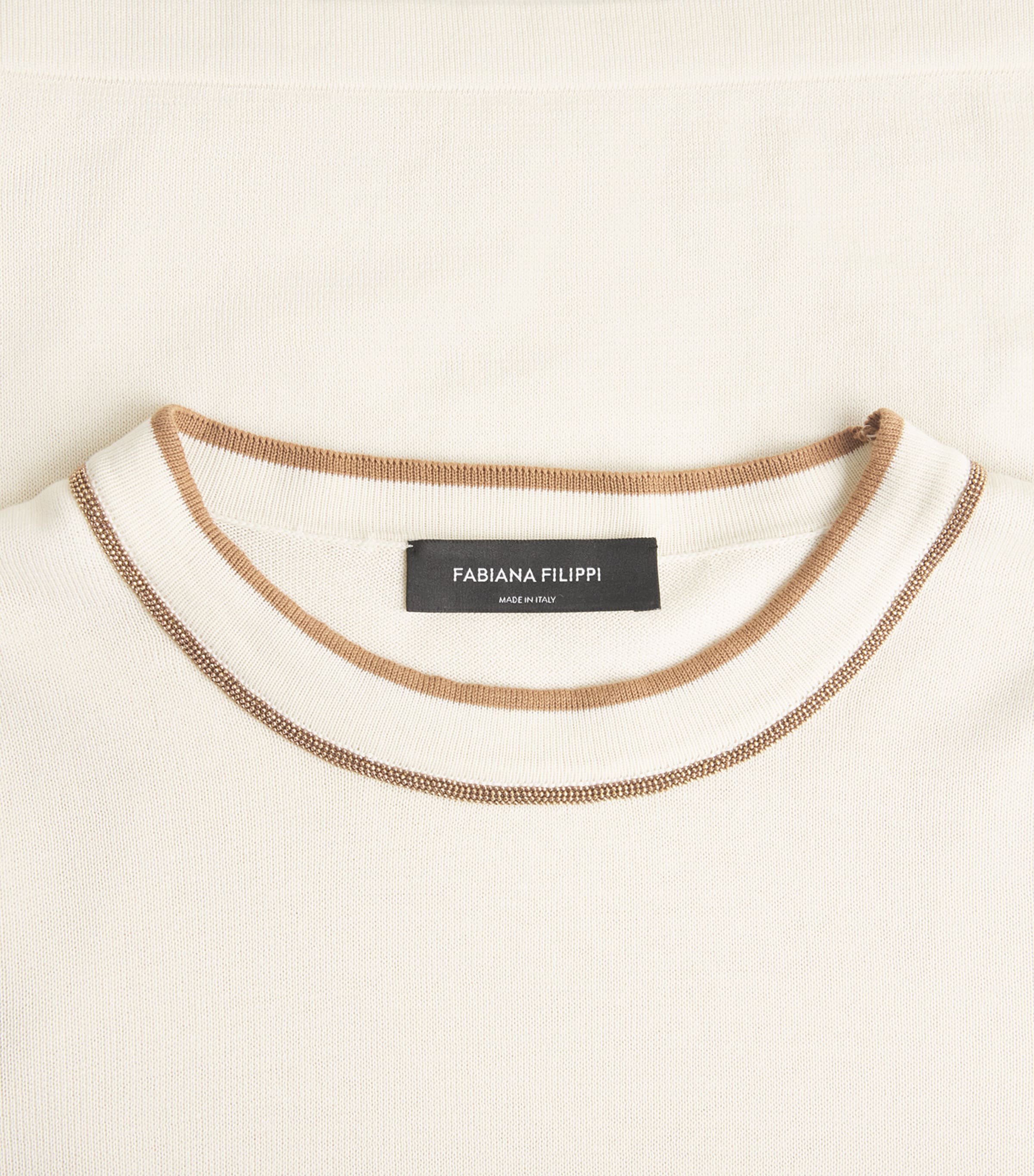 Cotton Embellished-Neck T-Shirt VR1 BURRO/VIMINI Image 5