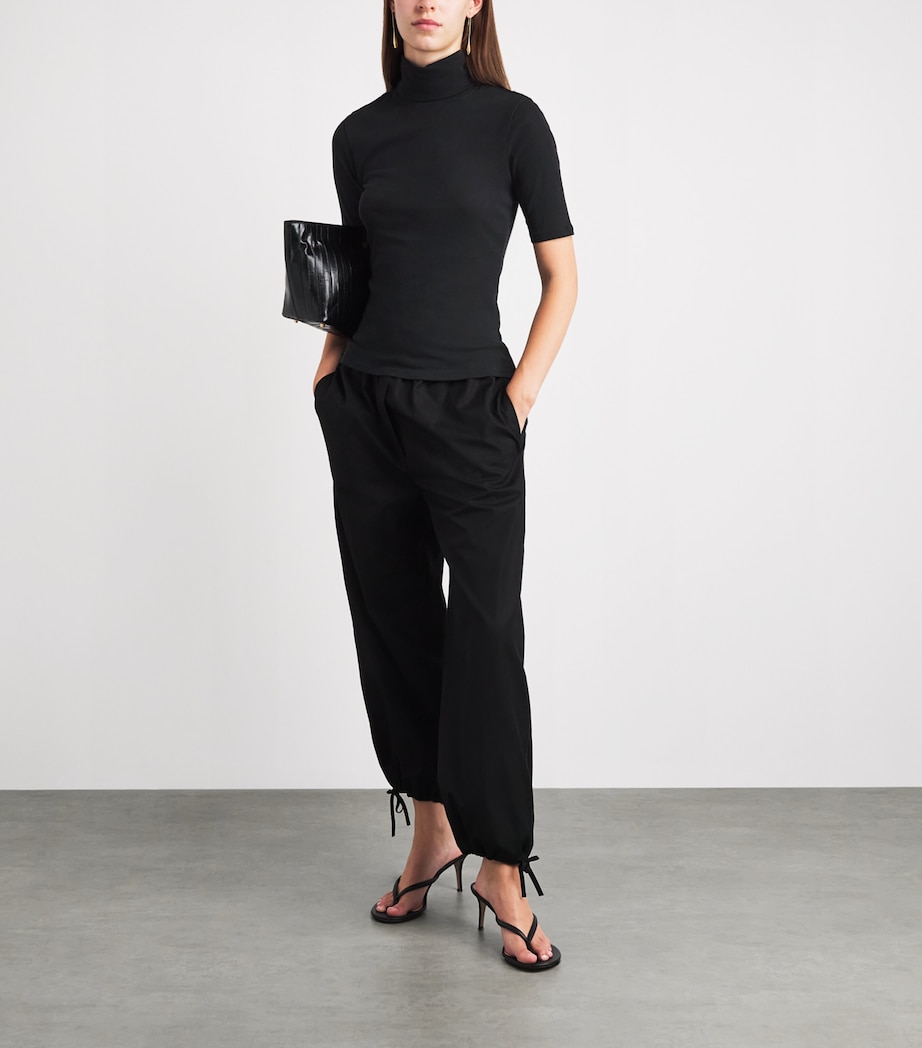 CAMILLA AND MARC Womens Cotton Dakota Funnel-Neck Top Dblk Black Image 2