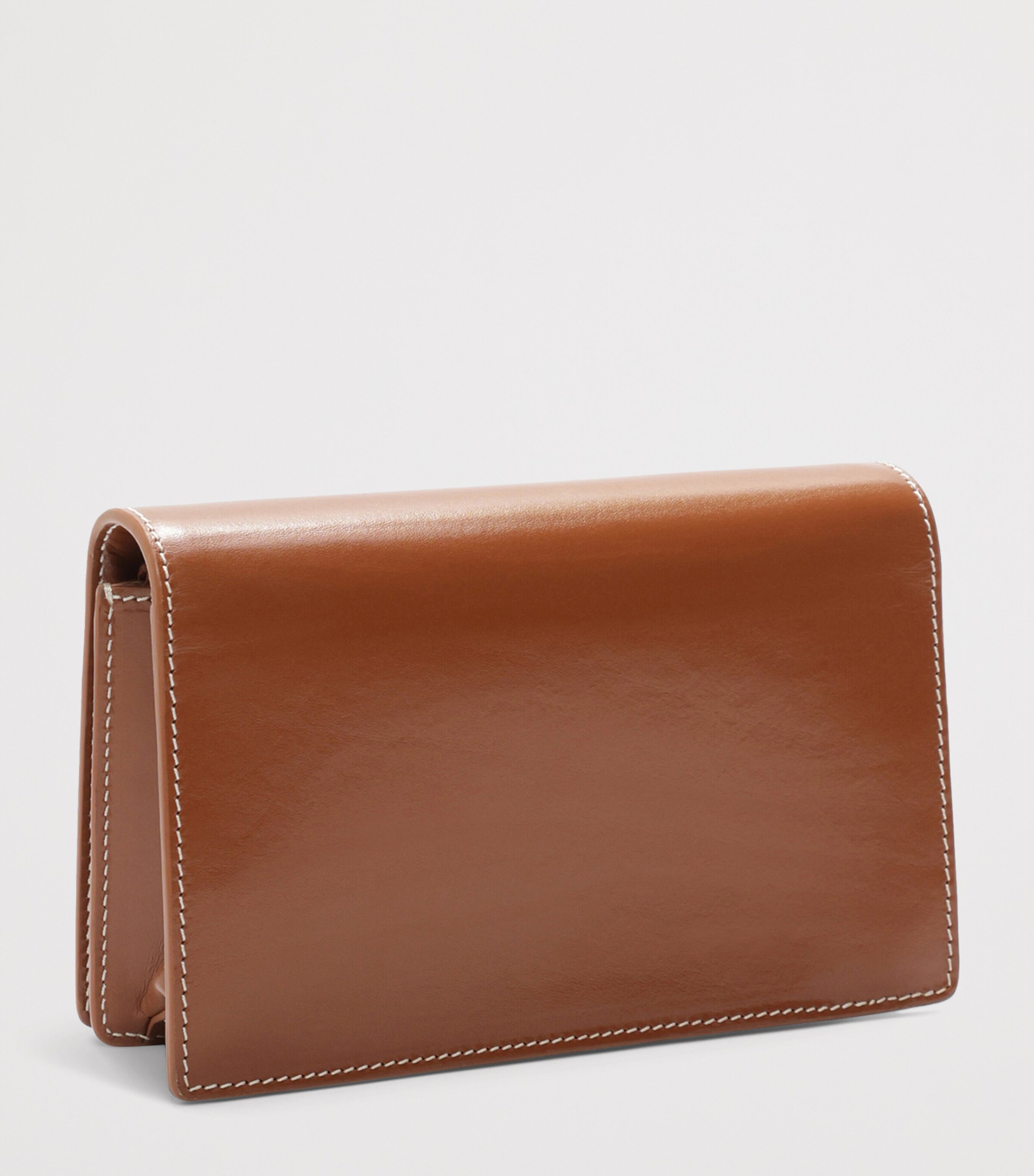 Leather Moulded Mouth Clutch Bag 851 TABAC Image 2