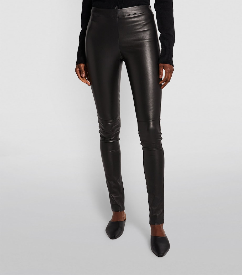 Leather Stretch Leggings BLACK Image 3