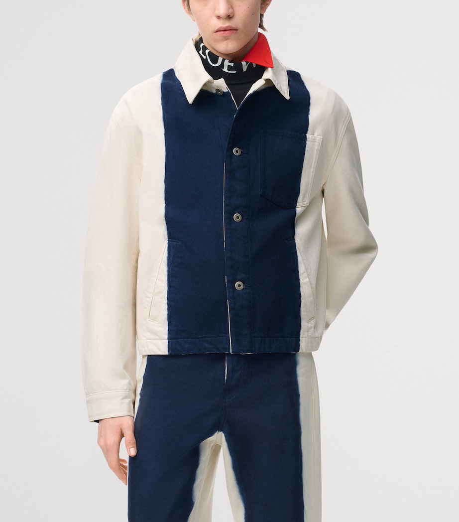 LOEWE Mens Two-Tone Denim Jacket Off White/blue Image 3
