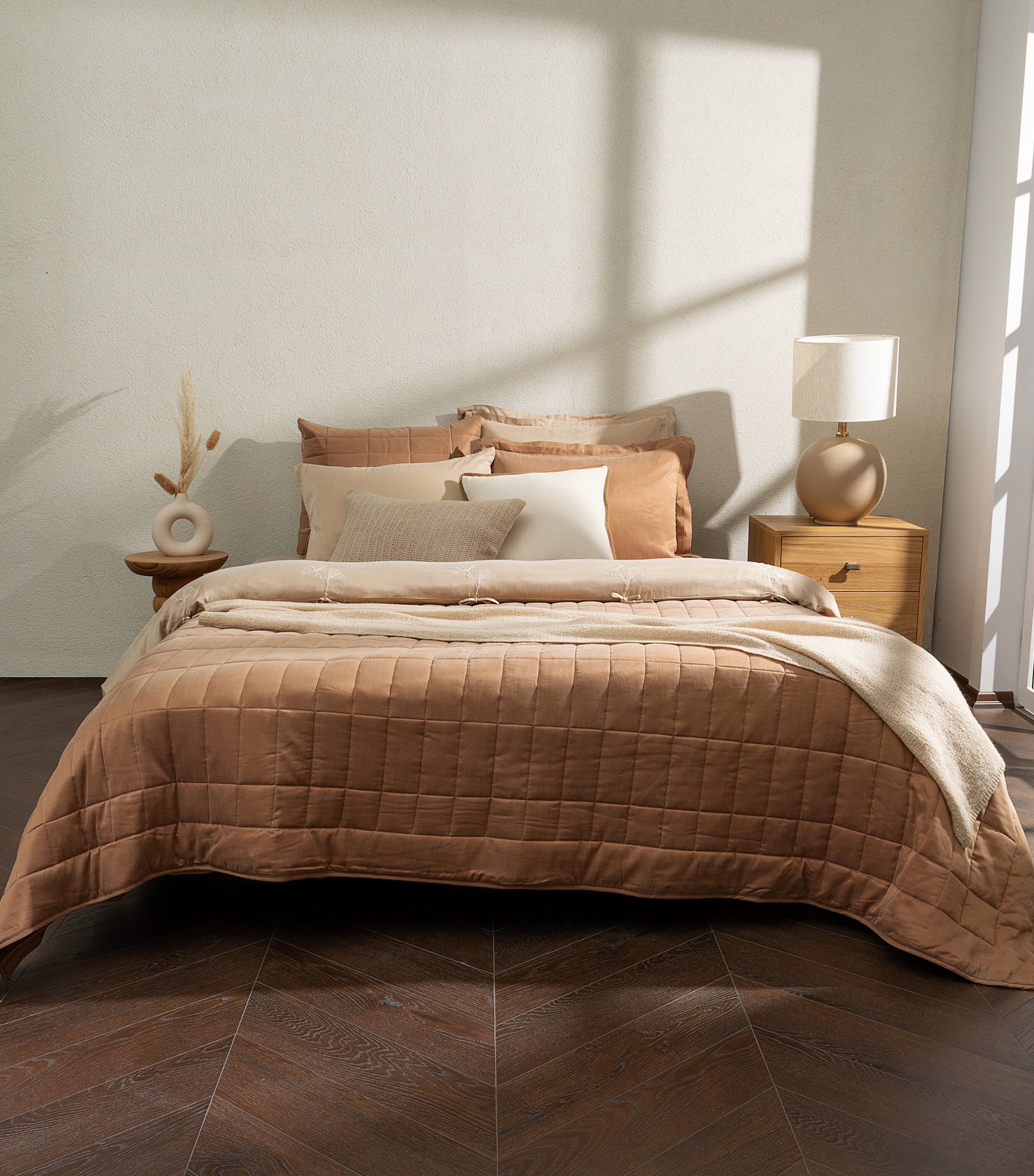 Hamam Alya Quilted Pillowcase In Brown