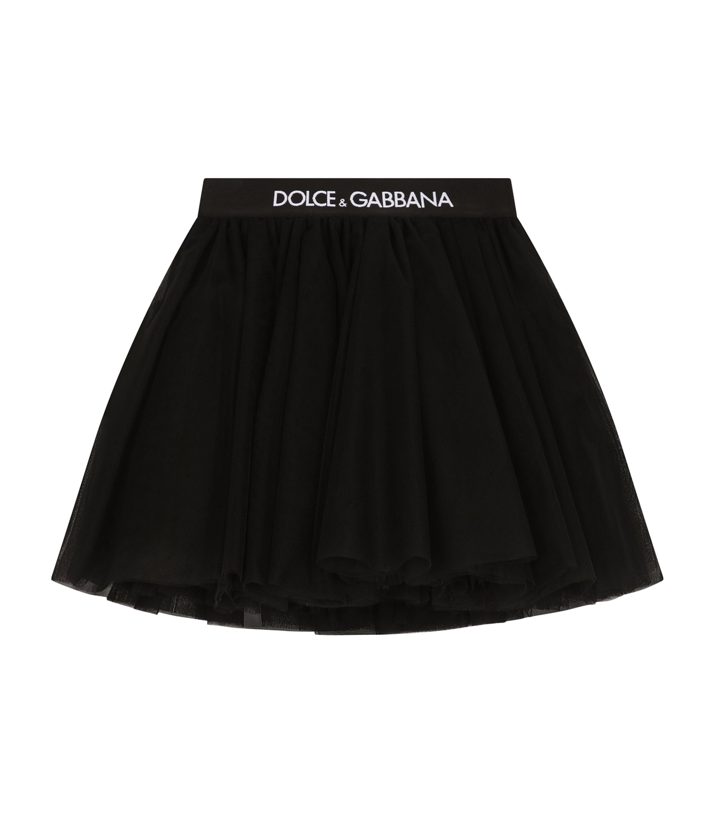 Dolce & Gabbana Tulle Midi Skirt With Branded Elastic