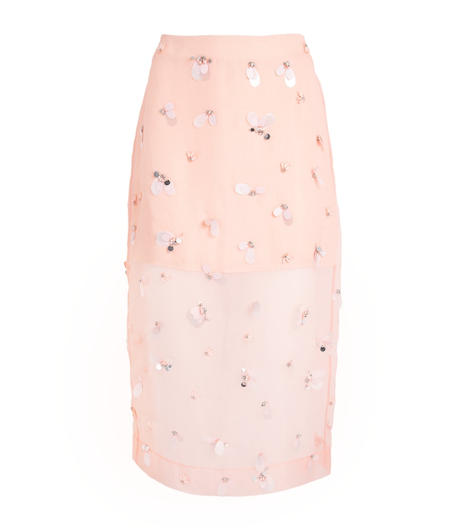Simkhai Womens Embellished Organza Delilah Midi Skirt Bubblegum Image 1