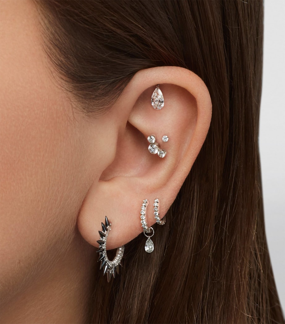 White Gold Invisible Set Diamond Eternity Hoop Earring (6.5mm) WHITE GOLD Image 2