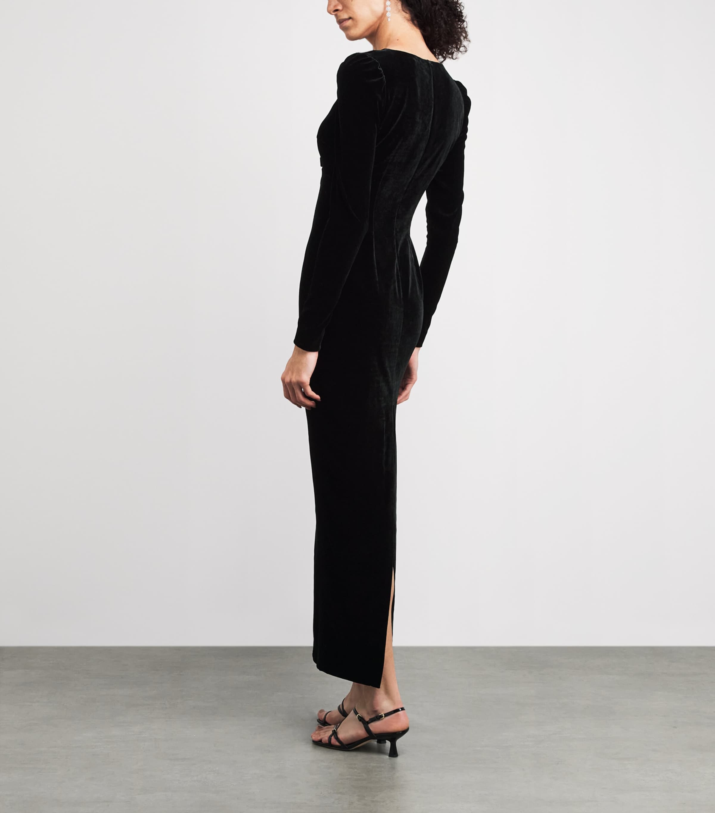 Alessandra Rich Womens Velvet Bow-Detail Maxi Dress Black Image 4