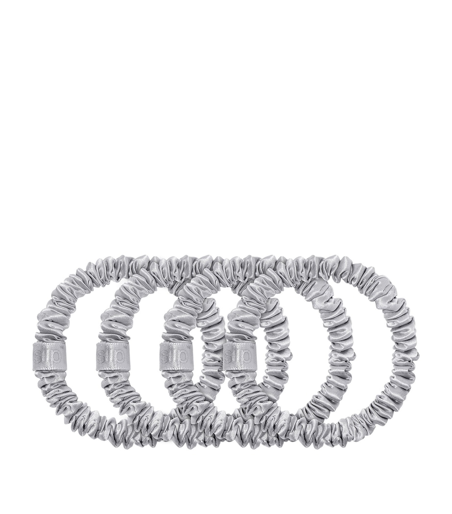 Pure Silk Skinny Scrunchies (Set of 4) SILVER Image 2