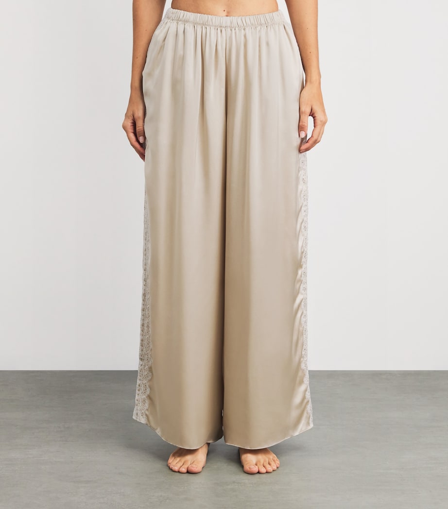 TORLOWEI Womens Silk Patsy Pyjama Trousers Oyster/white Image 2